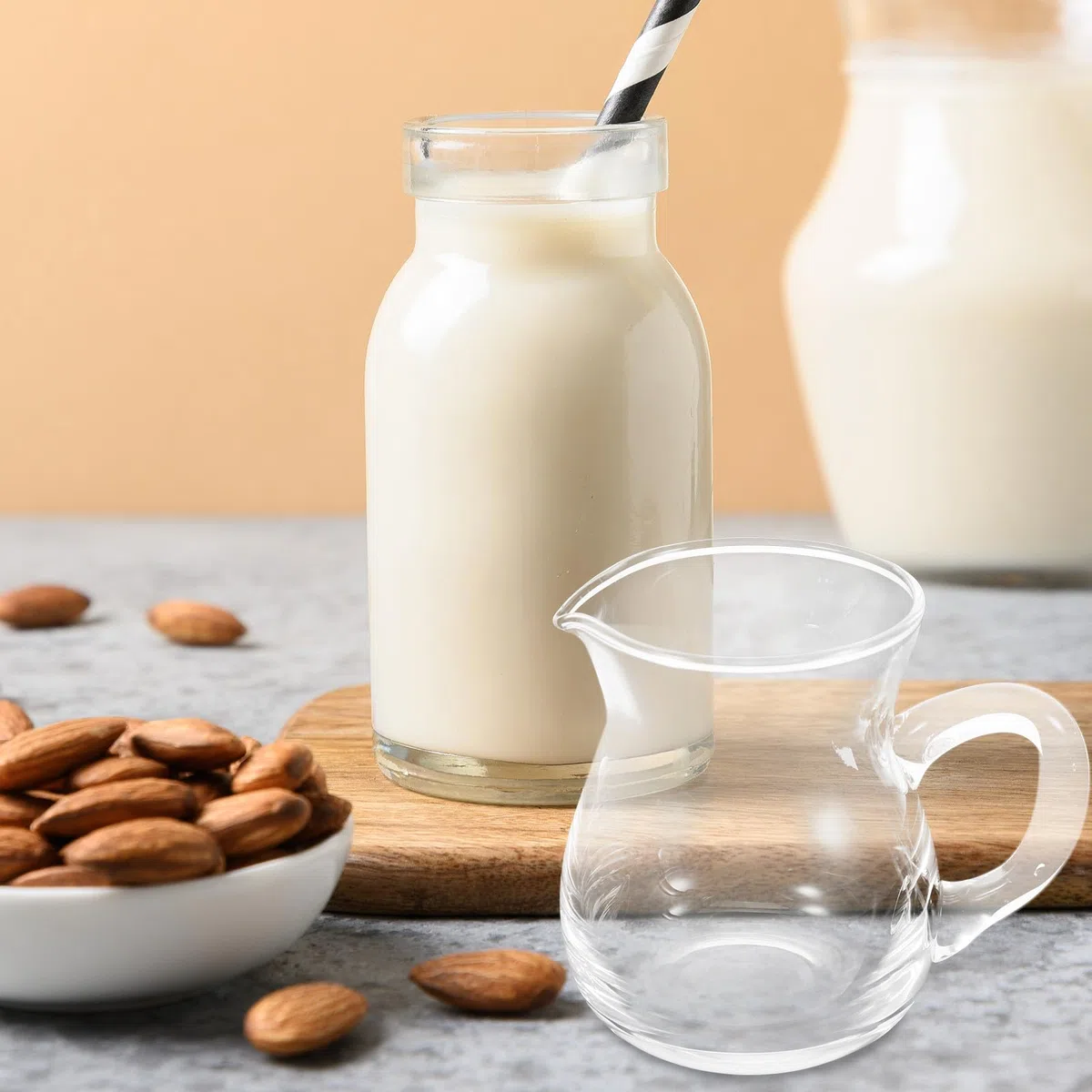Beavorty Set 6 Pezzi Brocche in Vetro Trasparente per Crema e Latte, Piccole Brocche da caffè con Manico, Dispenser per Crema e Schiuma, per Bar e Utilizzo Domestico
