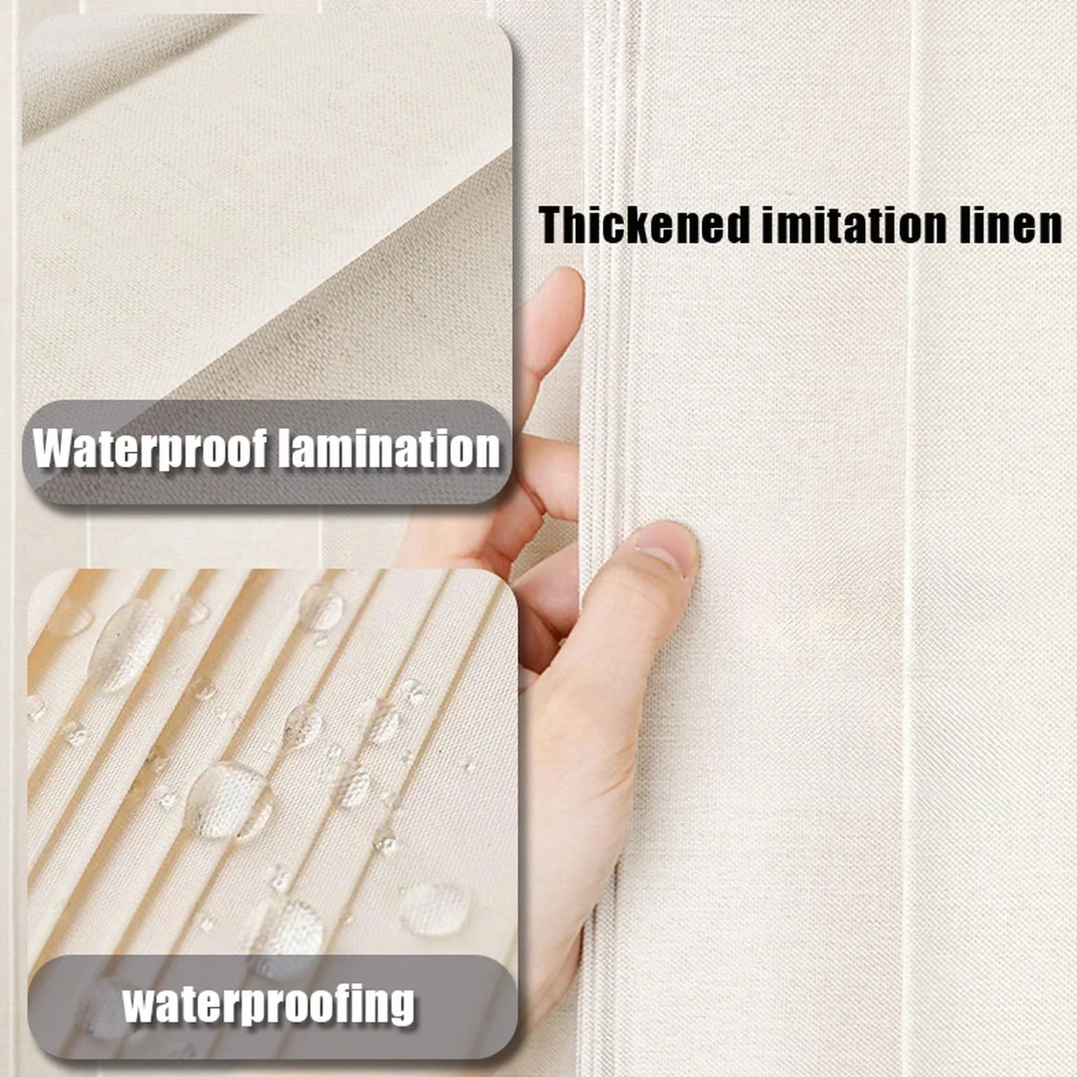Tenda Doccia Impermeabile Pieghevole, Magnetic Sripe Antispruzzo, Chiusura Rapida, Tenda da Doccia in lino Antimuffa Resistente, Beige, 100x200cm