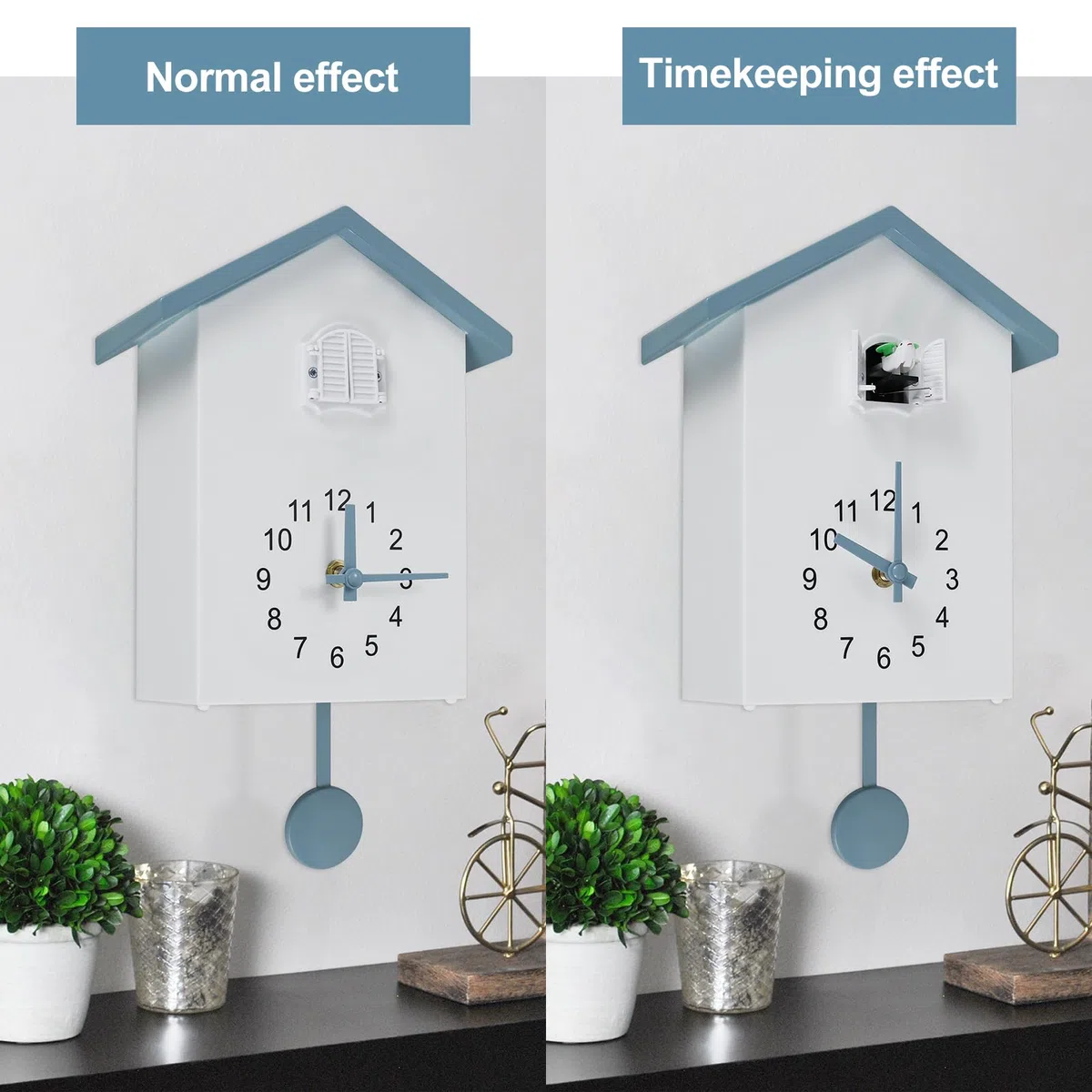 Orologio da parete con pendolo a cucù, orologio a cucù con suono di cucù, orologio da parete con cucù moderno, pratico alimentato a batteria, decorazione per camera da letto, ufficio, scuola, regalo