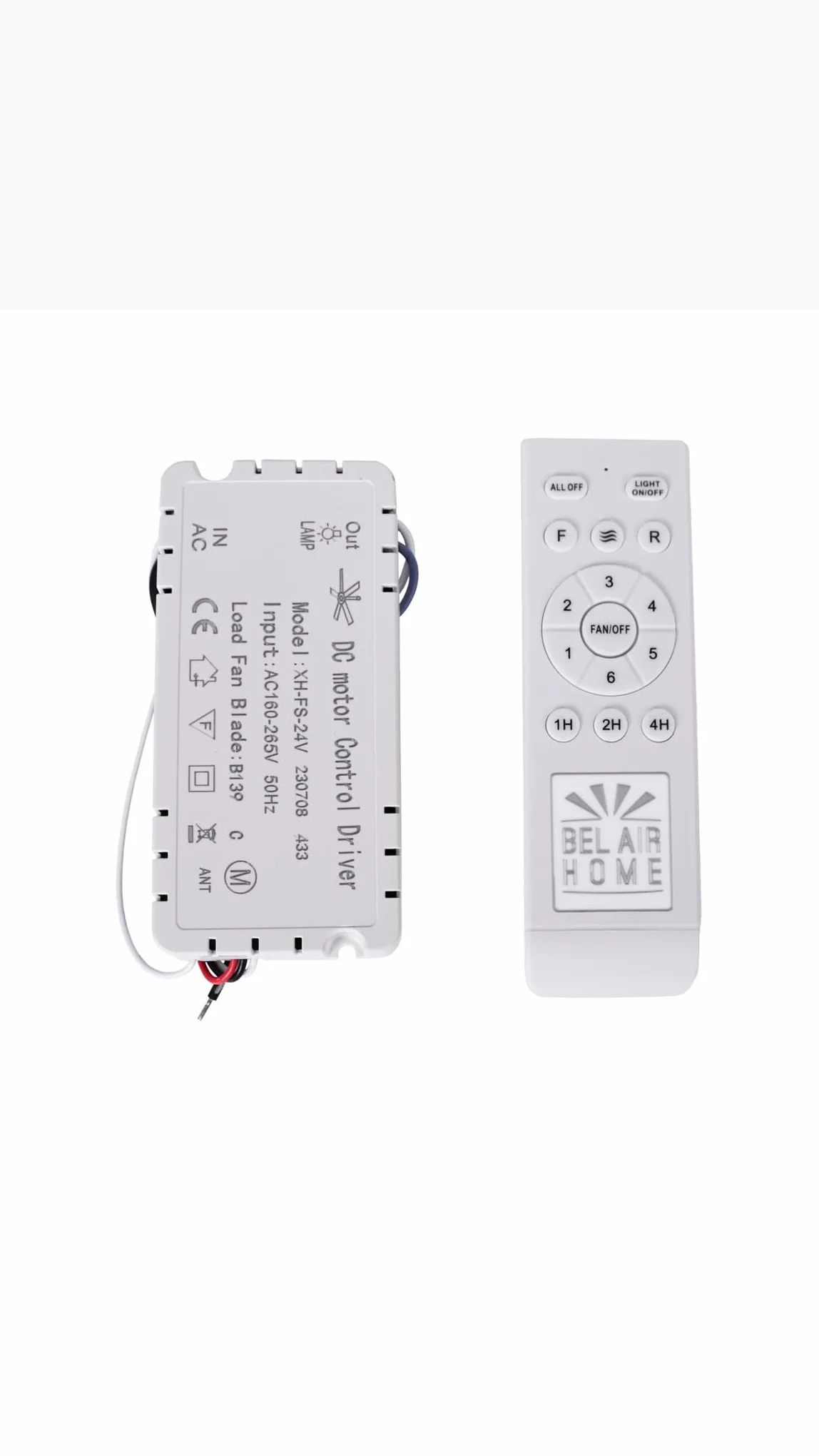 BEL AIR HOME - Kit Telecomando e Controller per Ventole Motore DC - Segnale Radio Frequenza, KIT RADIOFRECUENCIA