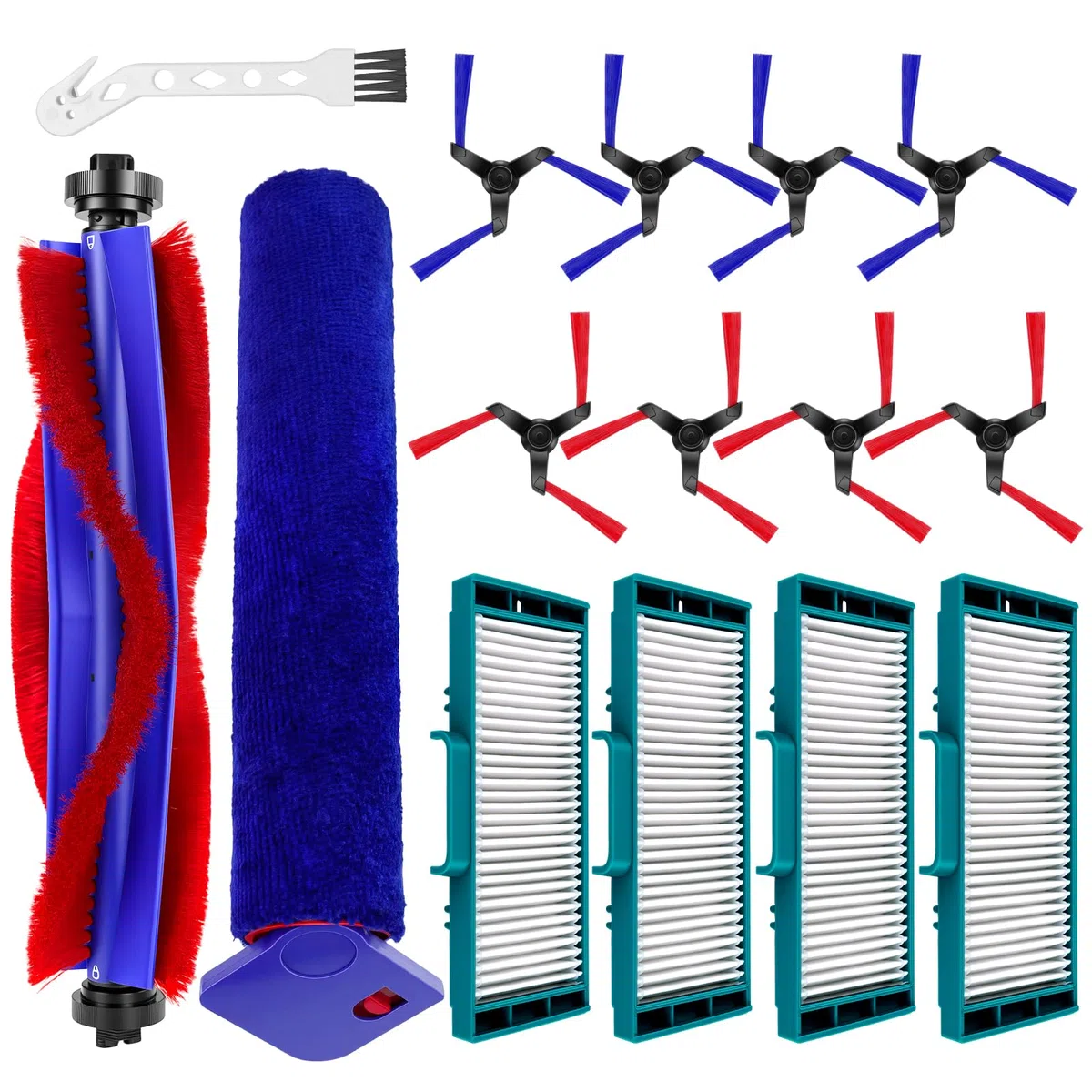 Chuancheng 15 pezzi di ricambio per aspirapolvere Dyson Spot+ Scrub AI Wet and Dry, kit di accessori con 1 spazzola principale, 1 mocio a rullo, 4 filtri HEPA, 8 spazzole laterali, 1 spazzola per la