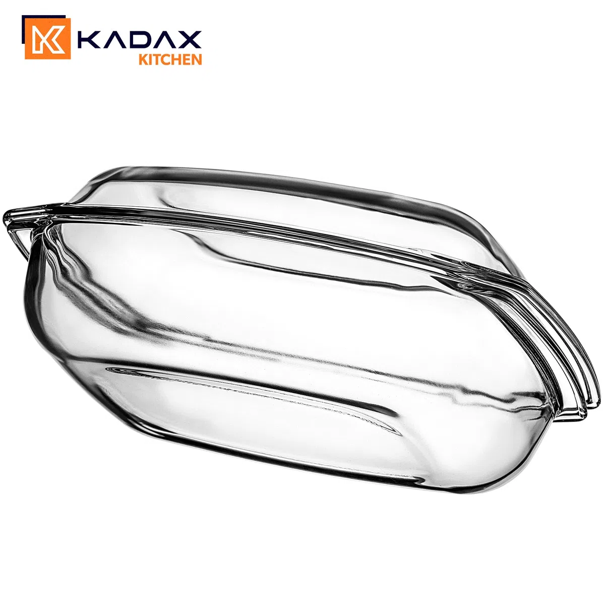KADAX Pirofila per Cottura da Forno in Vetro Trasparente, Casseruola Rettangolare con Coperchio da Cucina, Piatto Resistente al Calore (4.1 L)
