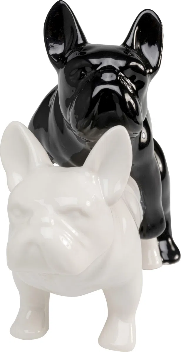 KARE Design figura decorativa Love Dogs, nero/bianco, motivo cani, idea regalo amanti cane, animali porecellana, decorazione divertente, pop art, 18 cm, Bianco/Nero
