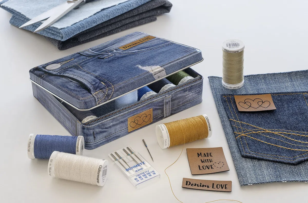 Gütermann Creativ Denim Scatola, Polyester, Multicolore, 16.6x14.2x3.5cm