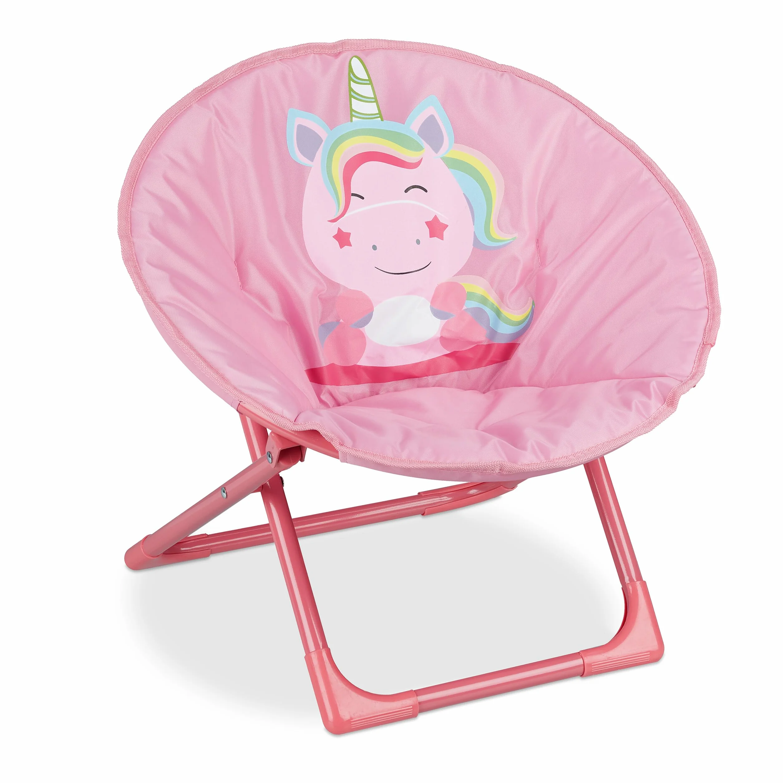 Relaxdays Moon Chair, Sedia Pieghevole Ultraleggera per Bambini e Bambine, Interni e Esterni, Poltroncina, Unicorno Rosa