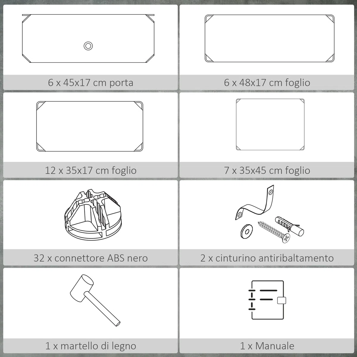 HOMCOM Scarpiera Modulare Salvaspazio con 6 Scatole 45x35x17 cm, Cubi Portaoggetti in Plastica PP e Acciaio, 49x36.5x108 cm, Bianco