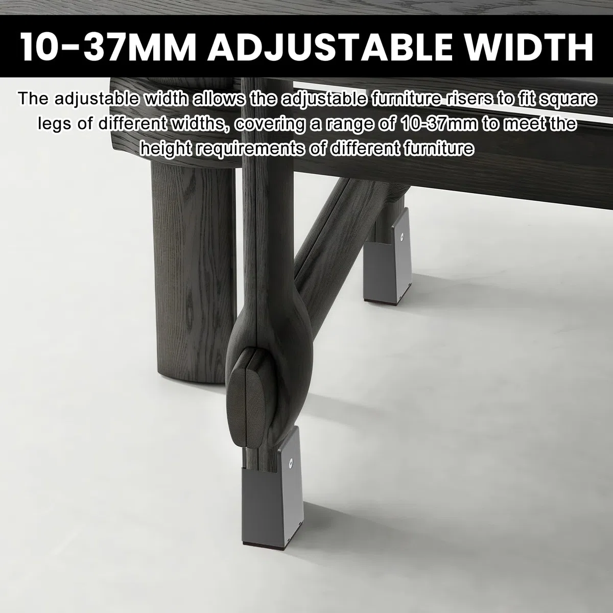 4 piedini regolabili per mobili, 10 cm, regolabili, per 10 – 37 mm di larghezza, quadrati, rotondi, gambe per mobili, per divano, tavolo, sedia, letto, armadio (nero)