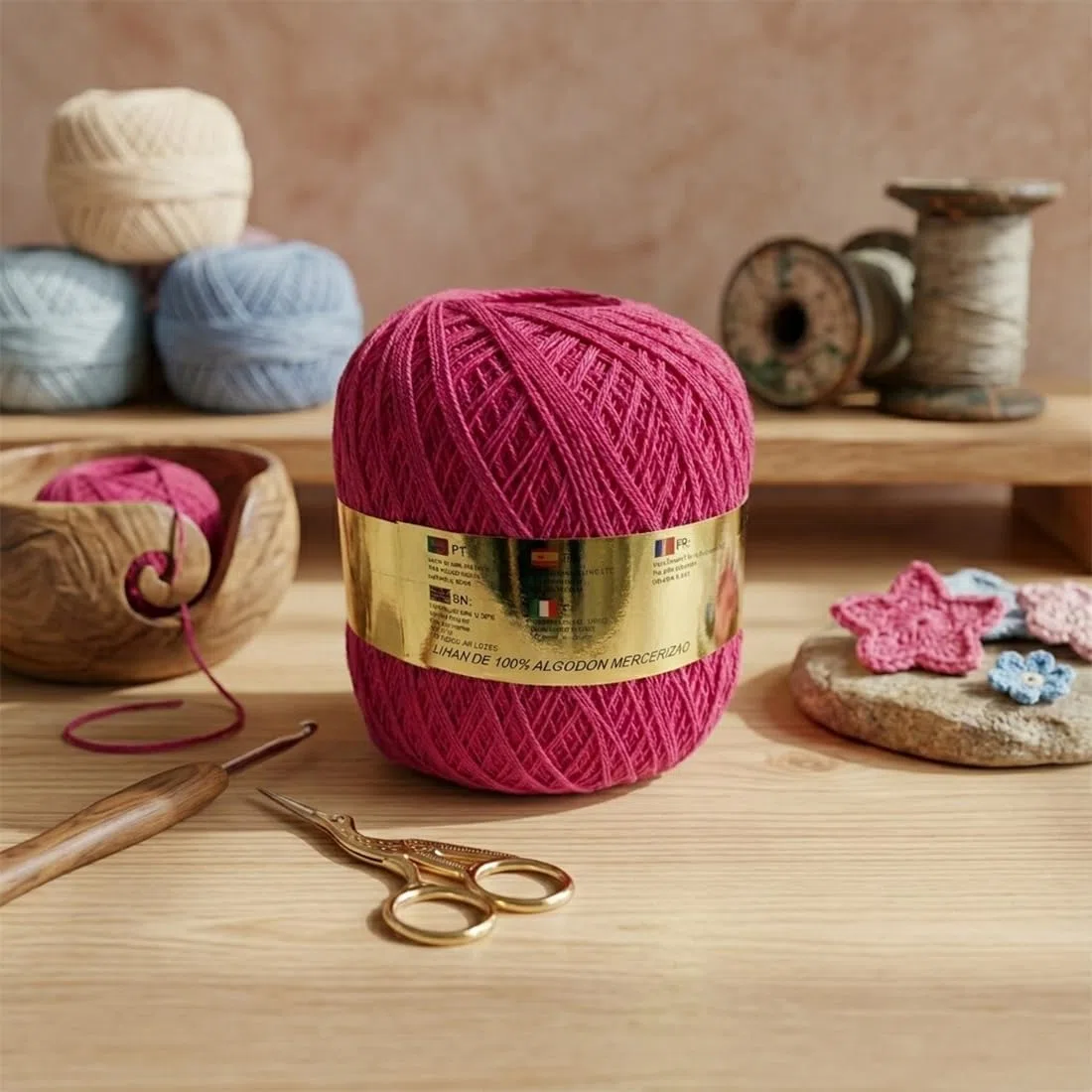 Filato di cotone n. 5 (cotone 100%), matassa di lana fine da 80 g, 320 metri, lana per uncinetto, maglieria, artigianato, cucito, uncinetto, amigurumis, fai da te (8, 144)