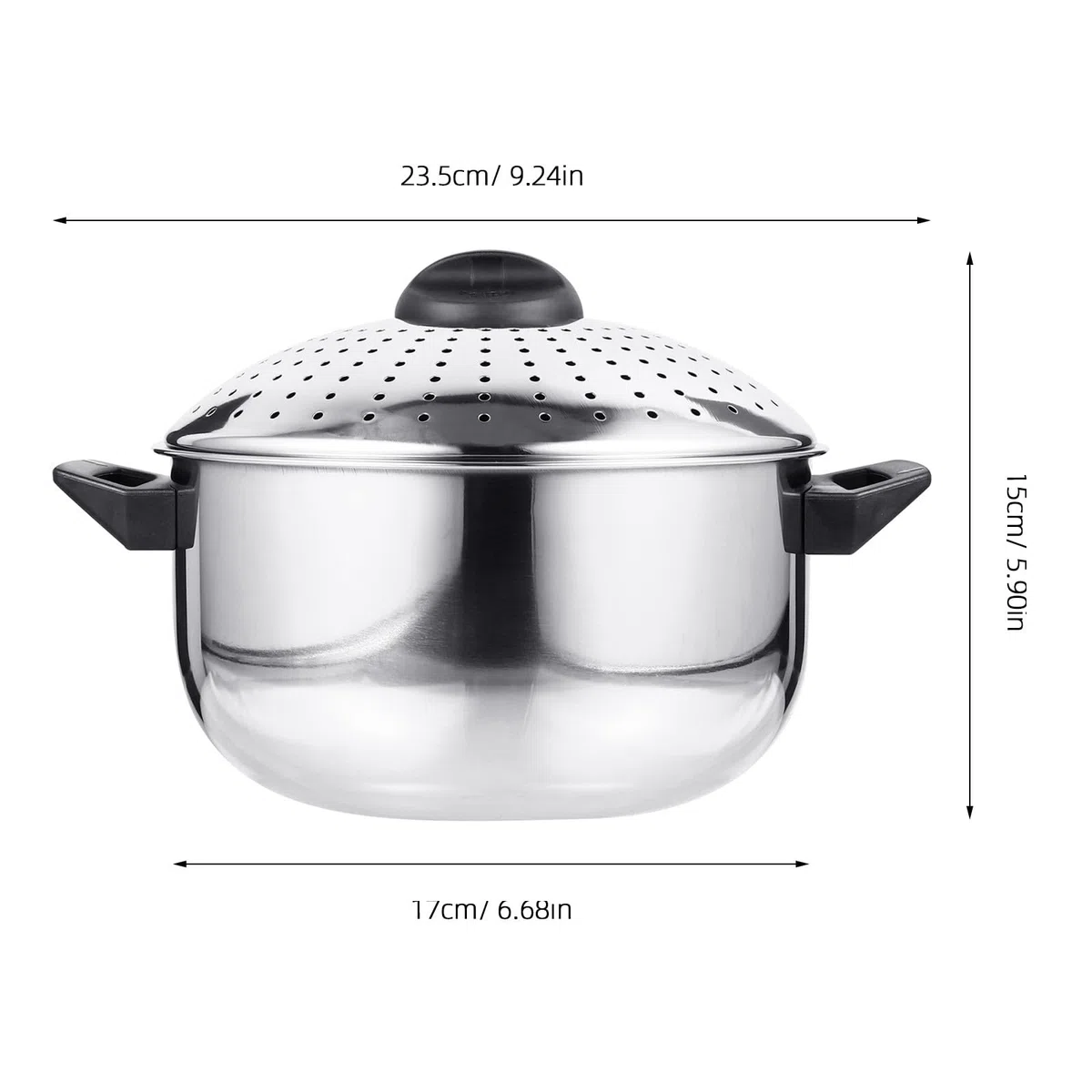 Garvalon Pentola Per Pasta in Acciaio Inossidabile Con Coperchio E Scolapasta Integrato Cuoci Noodles Rapido Leggero E Portatile Adatta Per Fornello Induzione