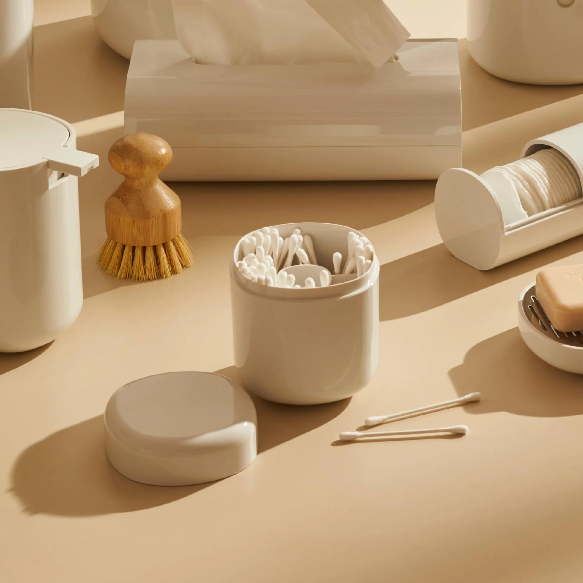 Alessi Pl09 W Contenitore per Bastoncini di Cotone, Bianco