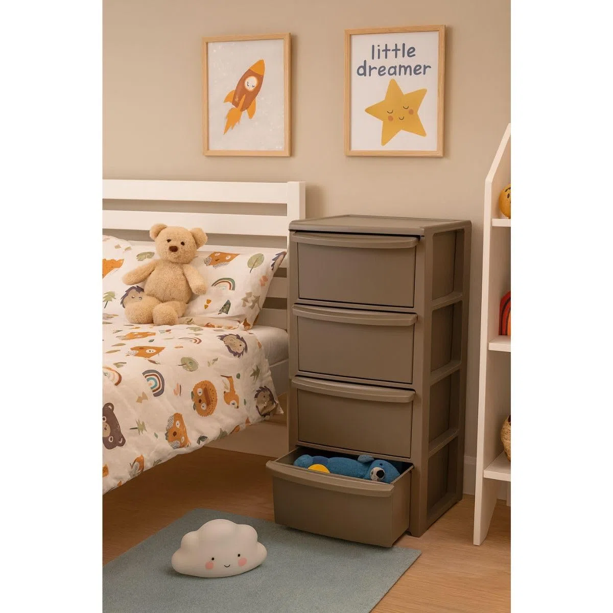 Art Plast - Cassettiera bassa con 4 cassetti 39 x 38,5 x A 80,5 cm - Marrone - Mobile per la camera da letto, ufficio, lavanderia - Mobile basso da archiviazione