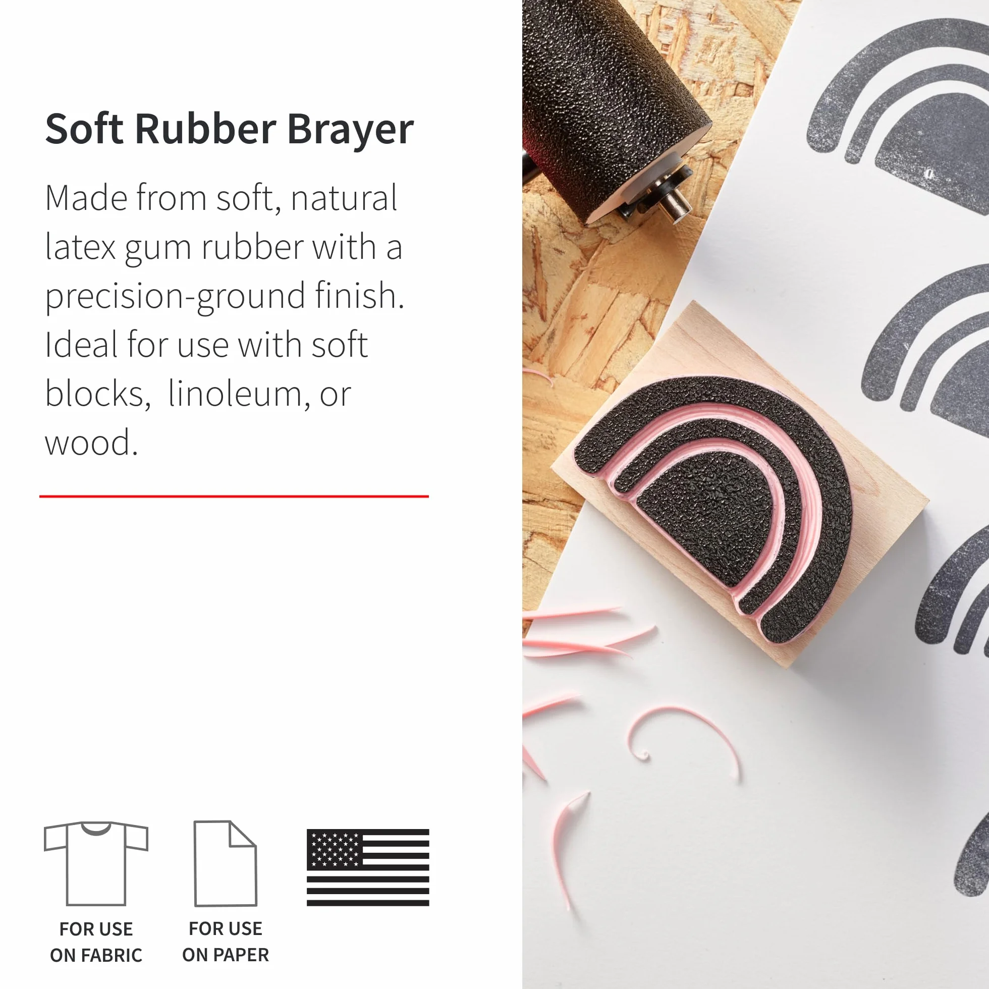 Speedball Brayer in gomma morbida da 10,2 cm, telaio in acciaio resistente, nero, per stampa a blocchi, strumenti per la stampa, rullo a pennello, forniture artistiche per scrapbooking, decoupage