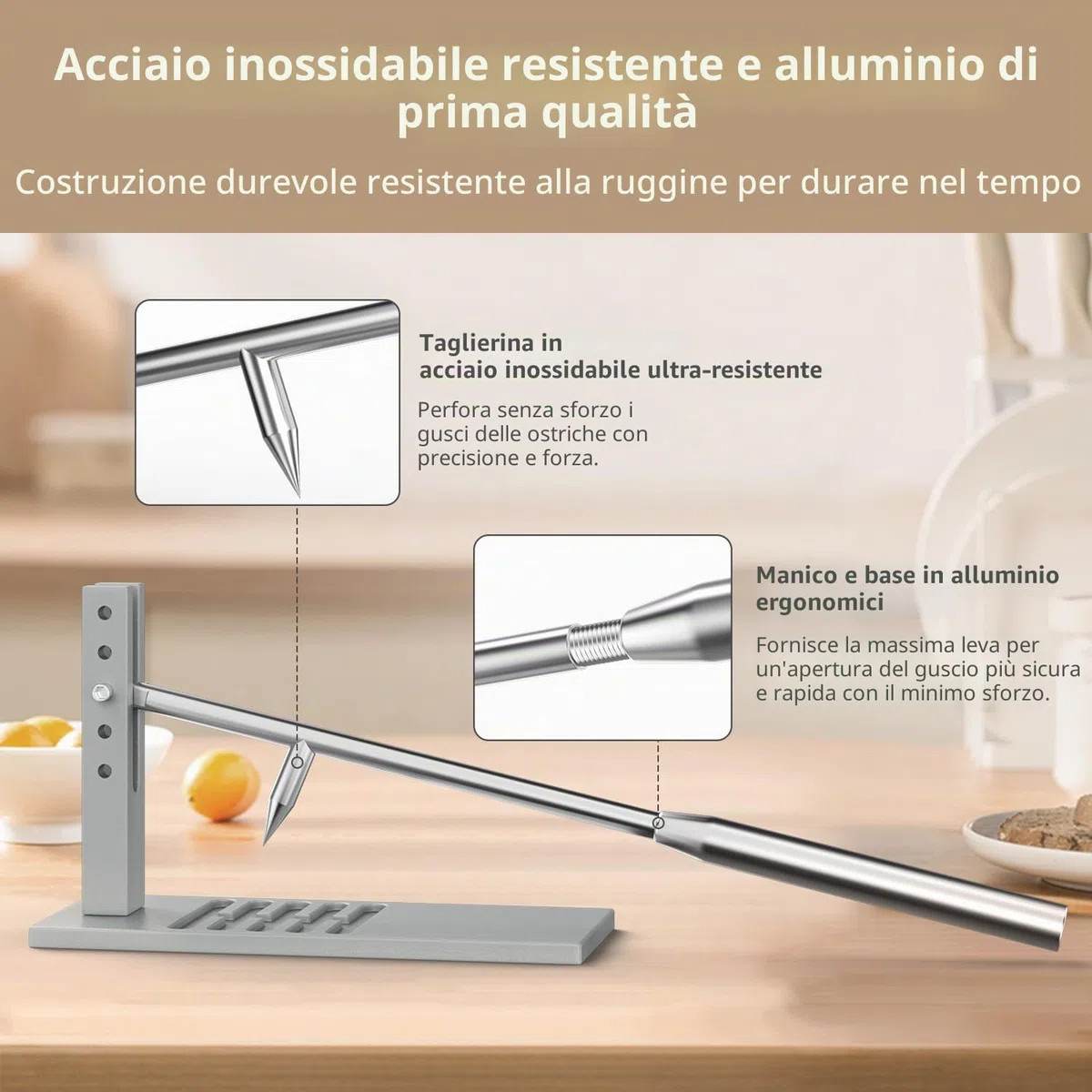 Apri ostriche professionale, Coltello Portatile per Sgusciare Ostriche,Facile da Usare, Macchina per Aprire Ostriche per Uso Domestico, Inclusi Due Coltelli per Sgusciare Ostriche, Guanto e G-Clip