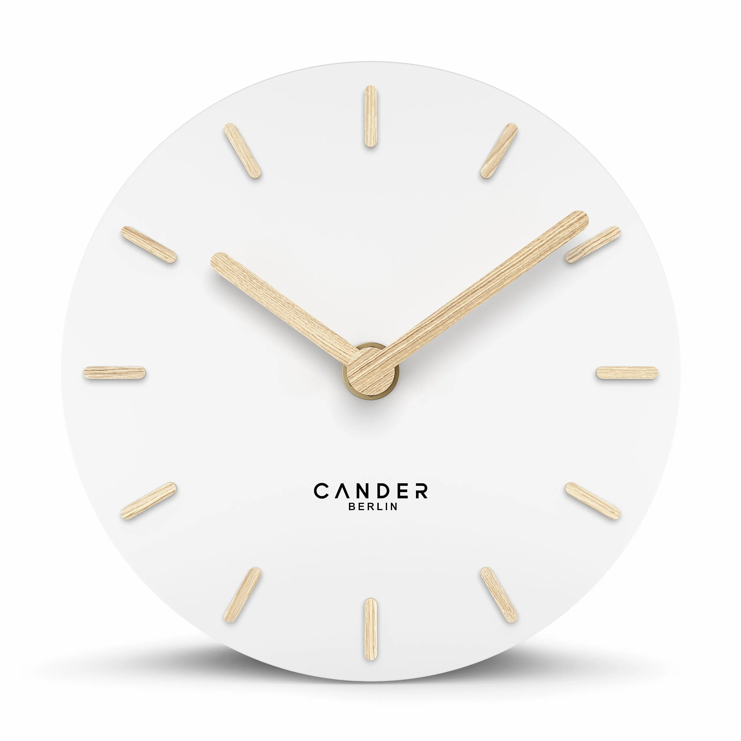 Cander Berlin MNU 2515 F - Orologio da tavolo silenzioso, senza ticchettio, 15 cm, analogico, funzionamento a batteria, colore: Bianco MDF