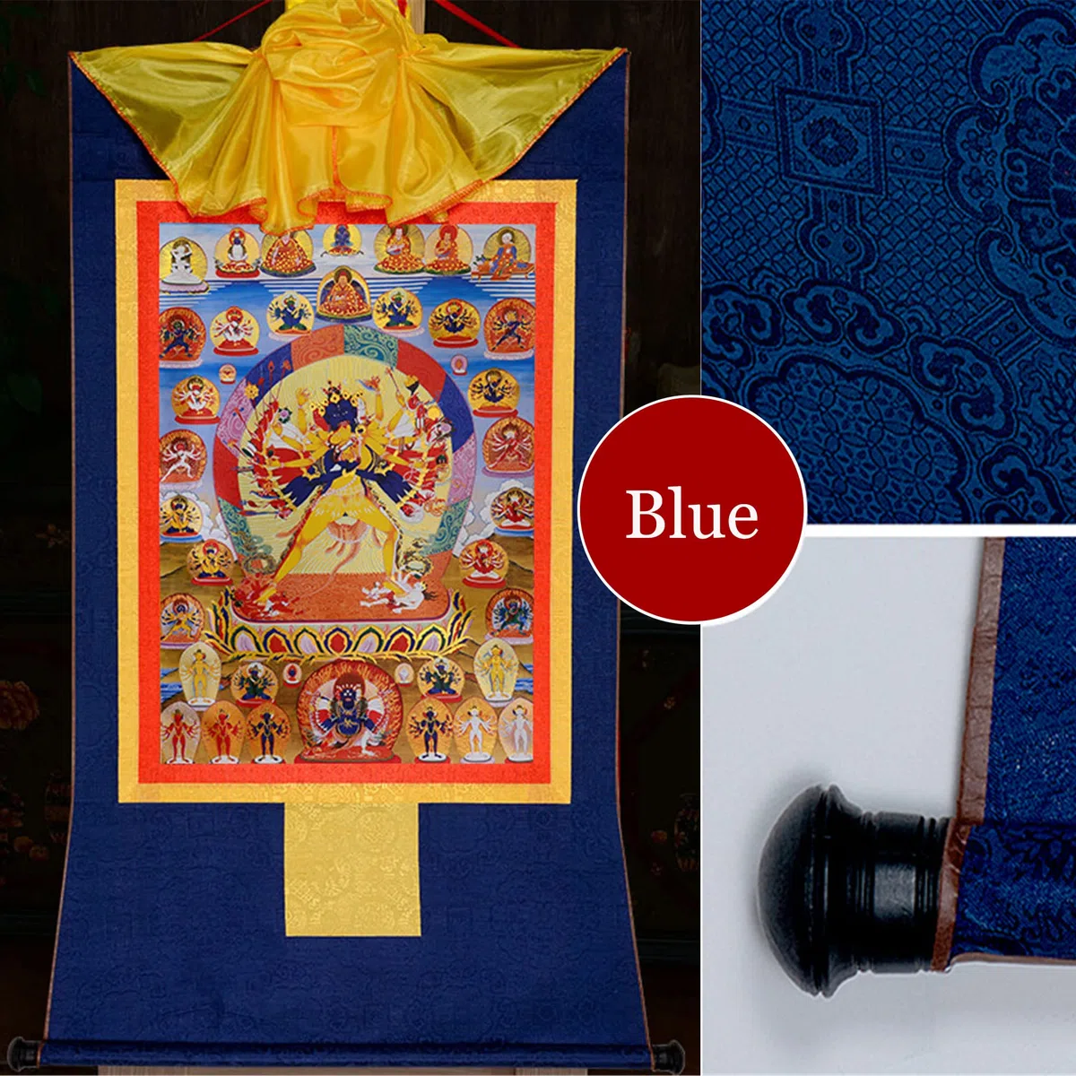 Gandhanra Thangka Tibetano - Kalacakra Vajrayogini Thangka - Arazzo di Buddha a Stampa Dorata per Decorazione Zen, Meditazione, Rilassamento Spirituale e Pace