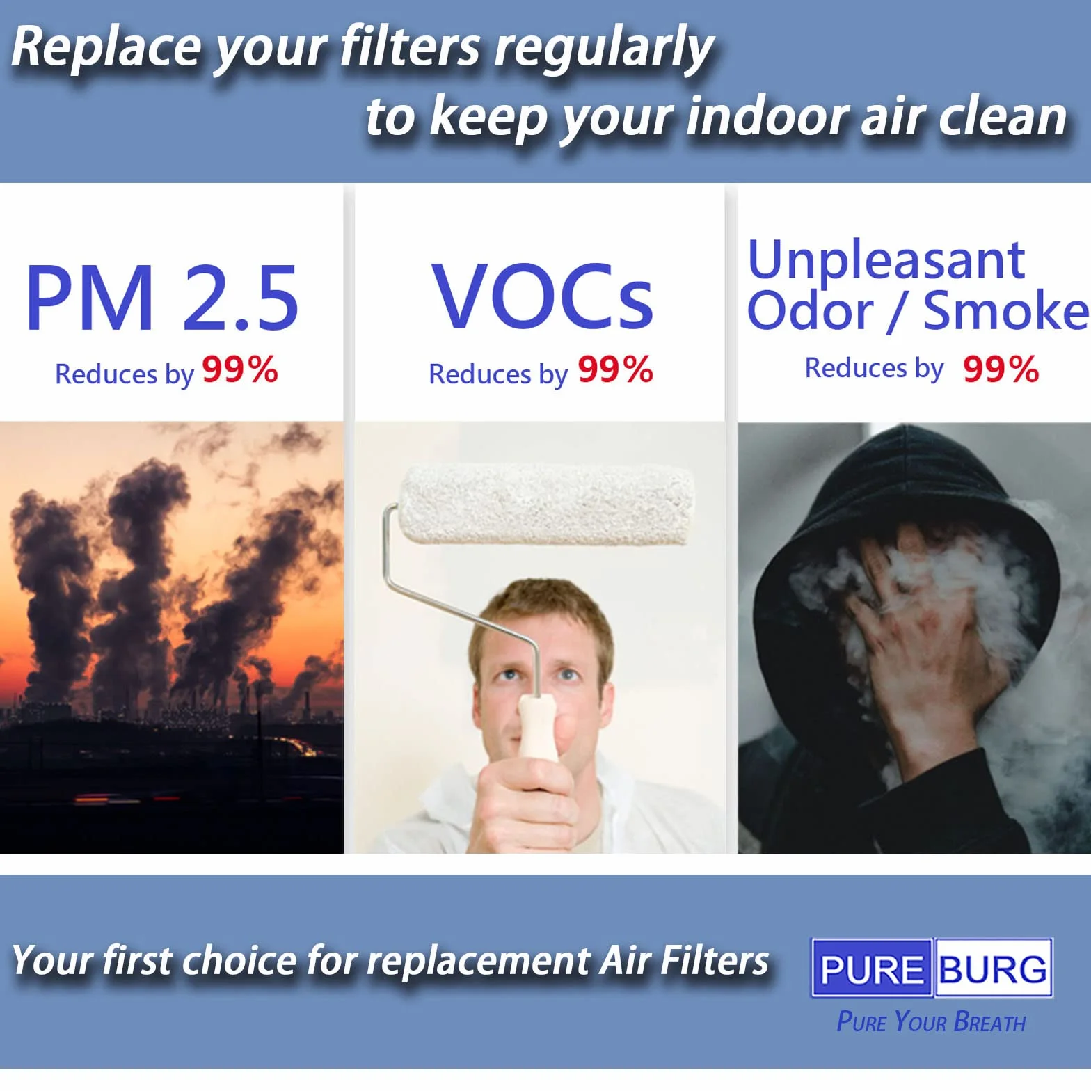 PUREBURG FYM220 Filtro di ricambio compatibile con PHILIPS AMF220 AMF220/15 purificatore d'aria FYM220/30,2 pezzi H13 HEPA filtrazione a 4 stadi