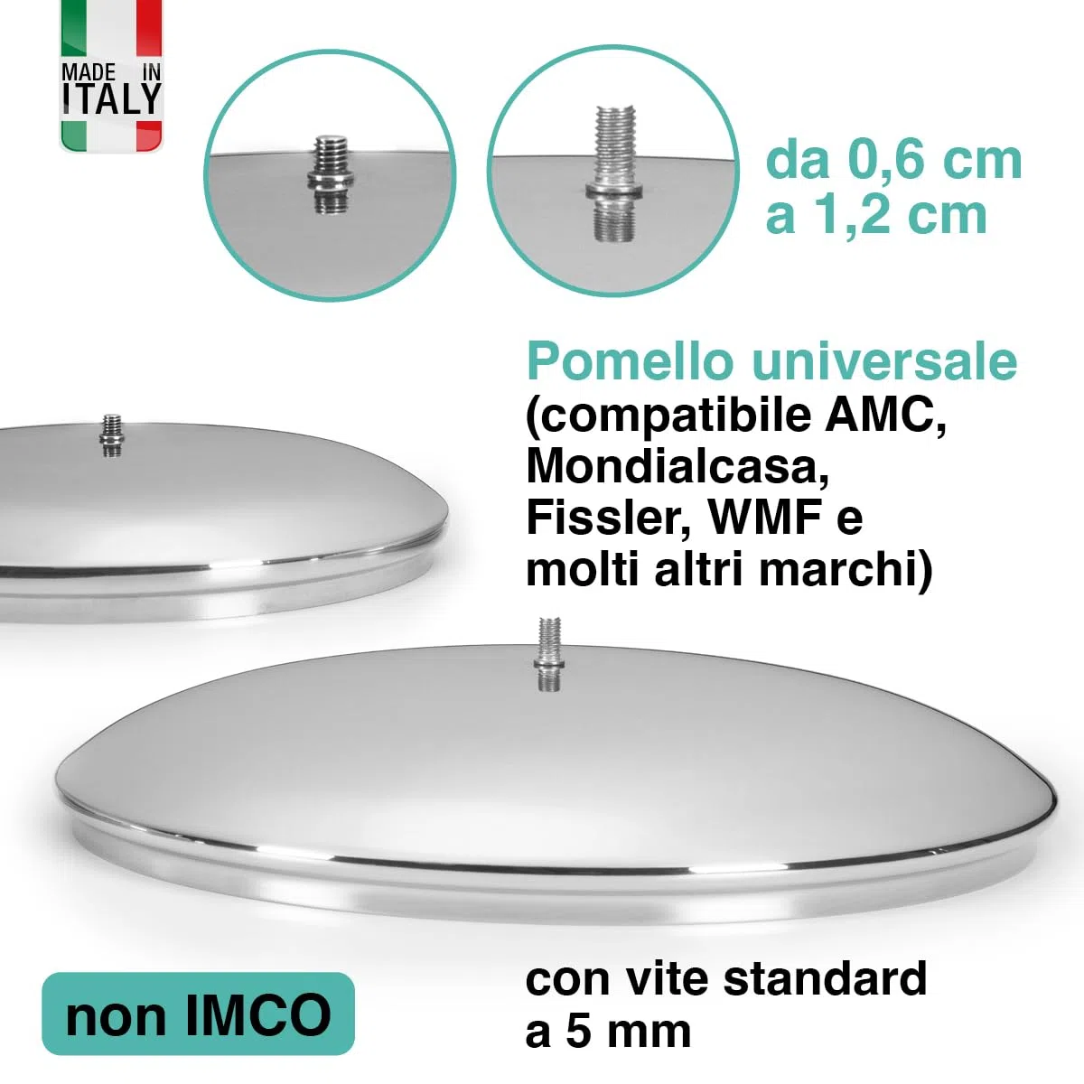 OPPAHA Pomello Universale per Coperchi Pentole 3 Pezzi con Filettatura 5 mm in Ottone e Bachelite Resistente al Calore Compatibile con Vari Marchi
