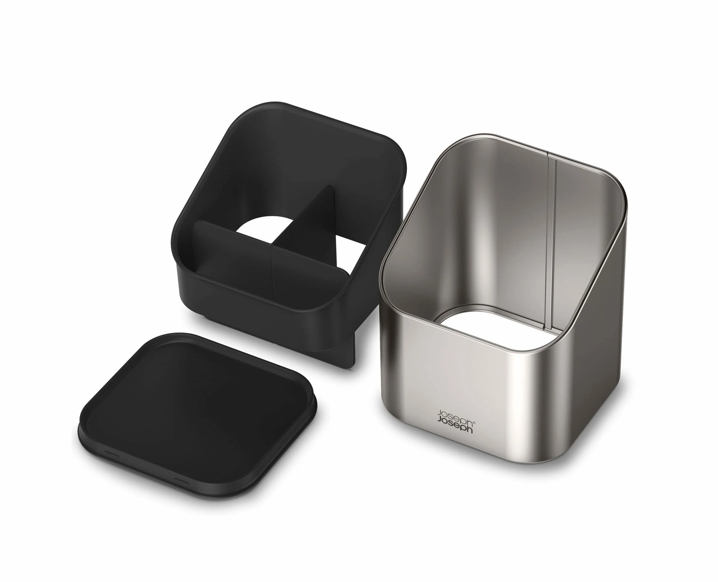 Joseph Joseph Surface - Portautensili in acciaio inossidabile con ampia capacità, piedini antiscivolo e divisori, portautensili e gadget da cucina a prova di impronte digitali - Grigio