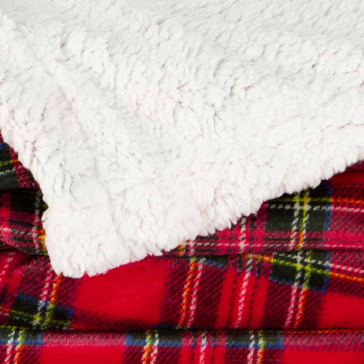 Caritex Coperta Plaid Tartan in Pile Coral e Sherpa - Dimensioni Varie W462 Una Piazza e Mezza 160x210 cm Rosso