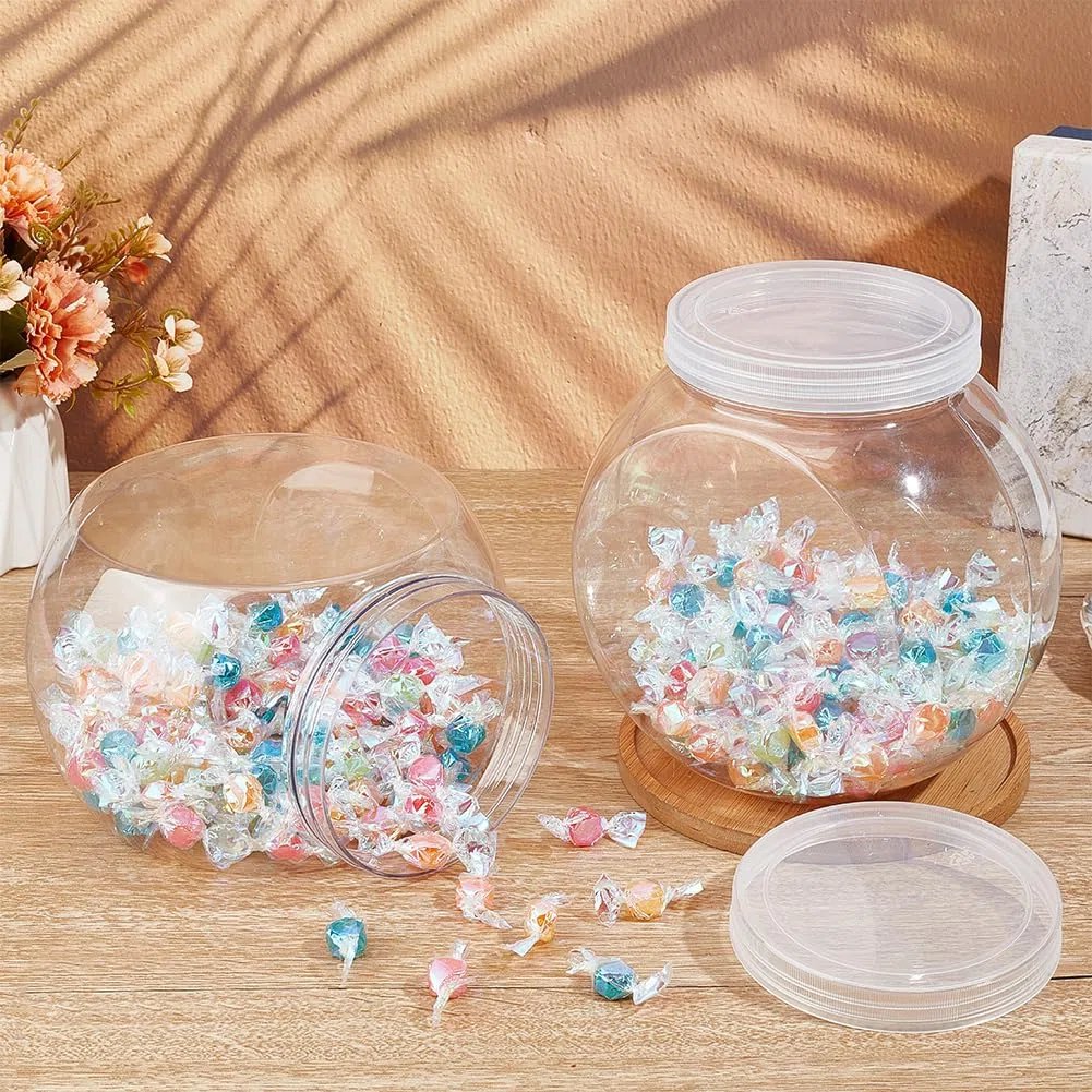 OLYCRAFT 2pz Barattoli Rotondi in Plastica Trasparente da 2.1L per biscotti, biscotti con coperchio contenitori trasparenti per caramelle detersivi cucina buffet snack bar 11x18x17.5cm