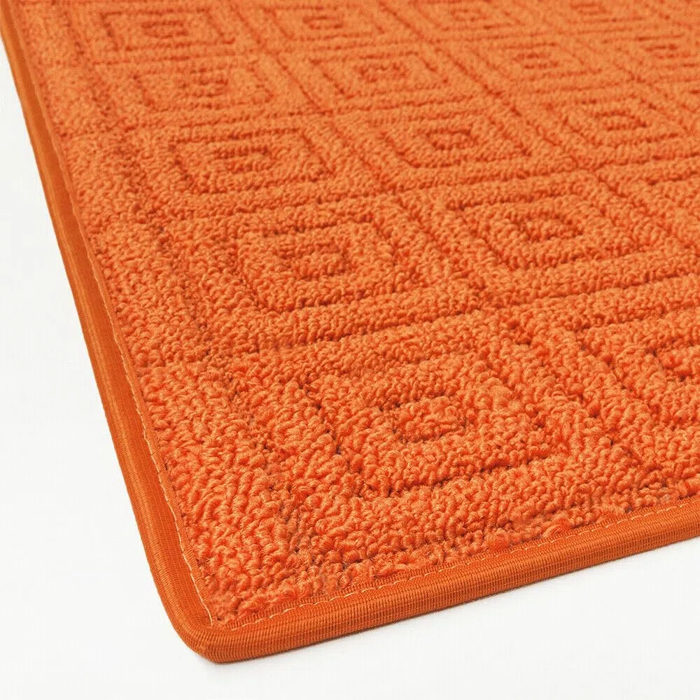 emmevi Tappeto Cucina 3D Antiscivolo Tinta Unita Lavabile Morbido Assorbente Mod.EVITA 57X240 ARANCIONE