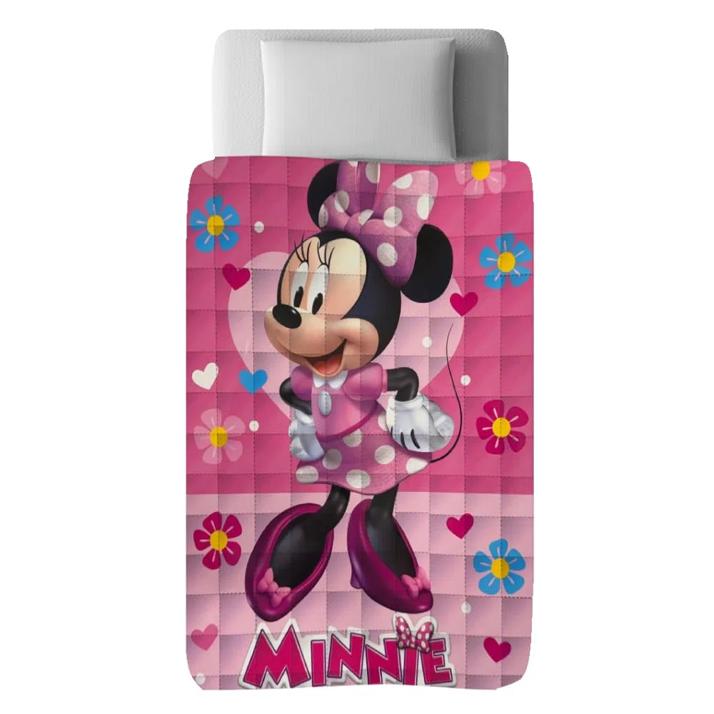 CARTOON Trapunta invernale per bambini Minnie Disney 160x250 cm piumone letto singolo coperta trapuntata morbida e calda in 100% Microfibra Poliestere 350 gsm