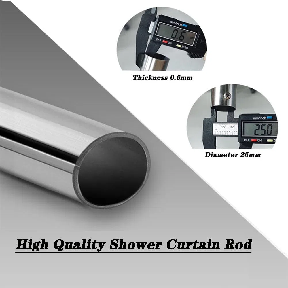 Asta per Tenda da Doccia a L in Acciaio Inox 304, Binario Doccia Angolare Estensibile Senza Foratura, Antiruggine per Bagno e Vasca, 75–95 cm x 75–95 cm