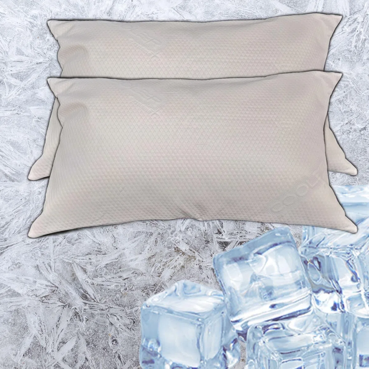 TAKImed,Coppia di Federe per Cuscini da Letto Rinfrescante ICEBERG tessuto Ipoallergenico e Traspirante. Il tuo sonno fresco e confortevole! 2 Fodere nella confezione. Prodotto in italia