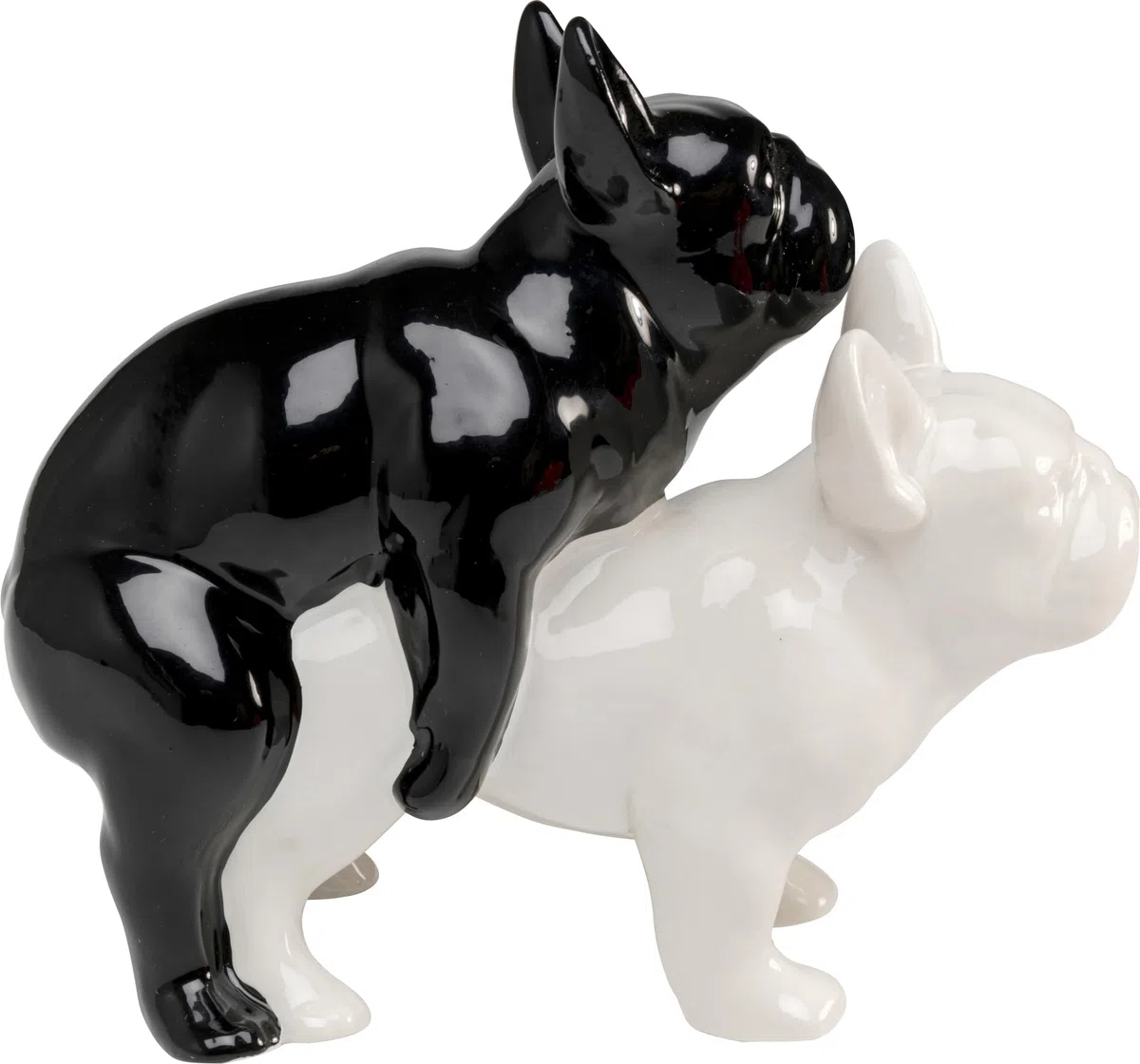KARE Design figura decorativa Love Dogs, nero/bianco, motivo cani, idea regalo amanti cane, animali porecellana, decorazione divertente, pop art, 18 cm, Bianco/Nero