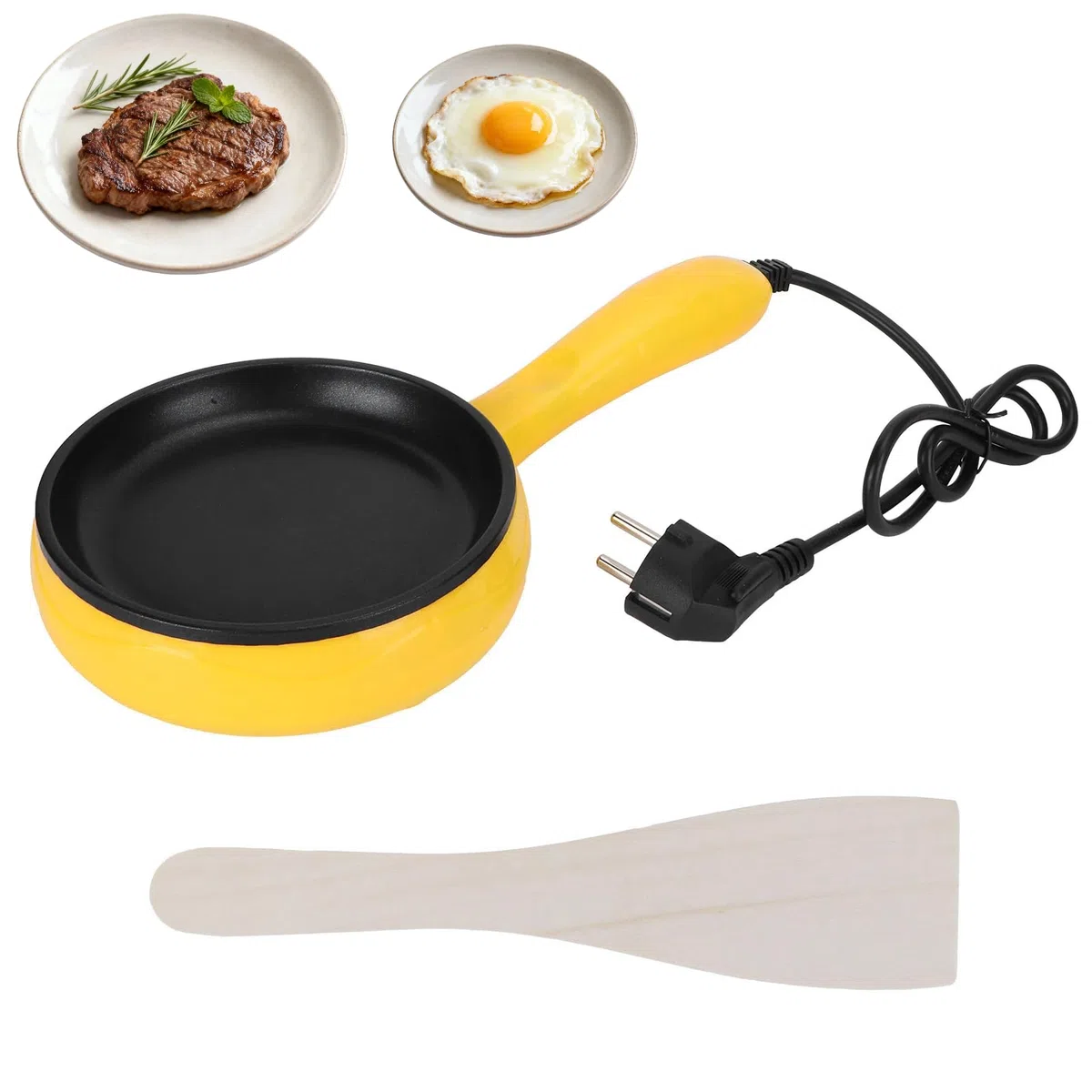 Padella Pancake Elettrica, Padella Multifunzione per Mini Uova da 350 W con Manico Padella Antiaderente per Hamburger Bistecca Colazione, per Campeggio in Dormitorio