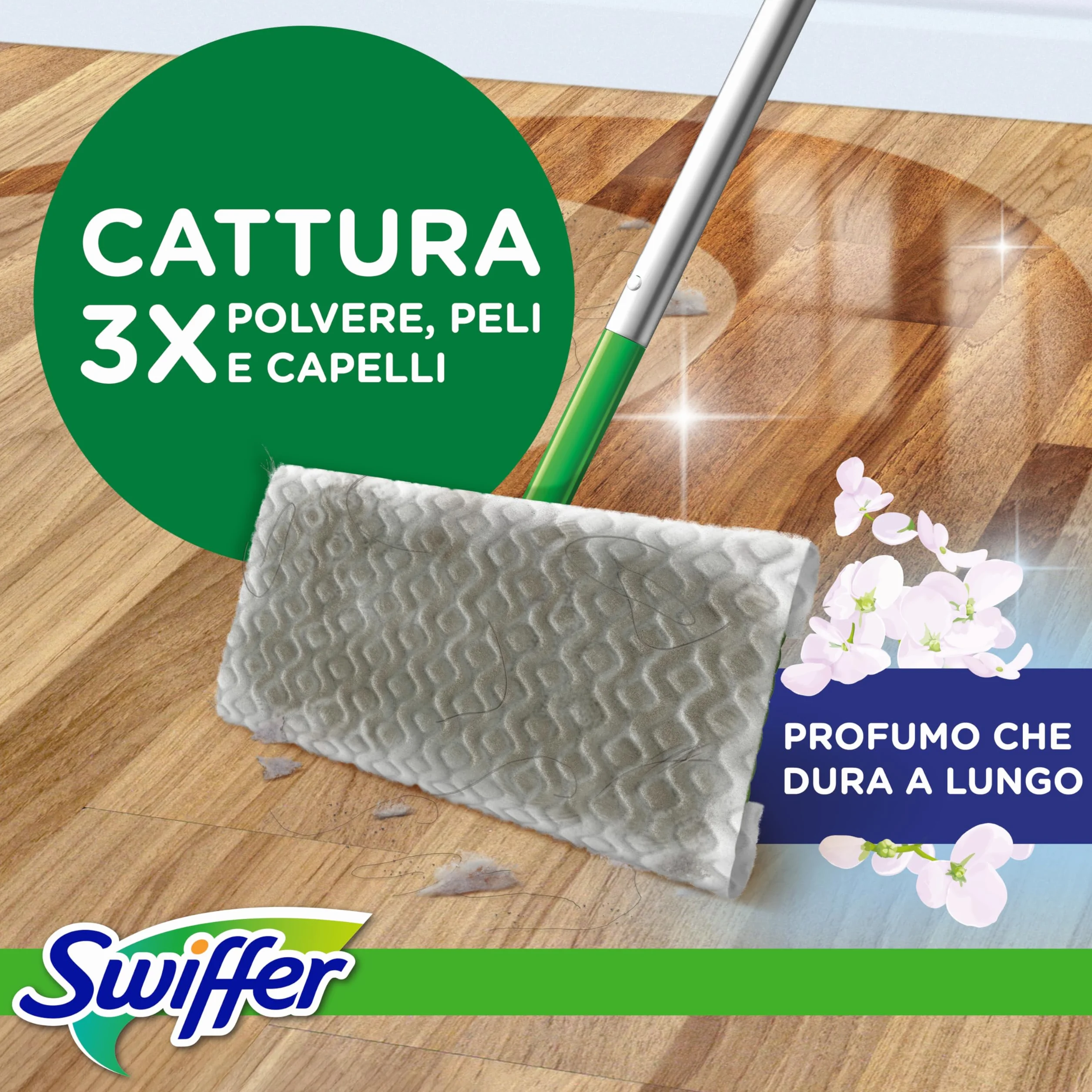 Swiffer Panni Di Ricambio Per Scopa 120 Pezzi, Per Catturare E Intrappolare 3 Volte Più Polvere, Sporco E Peli Di Una Scopa Tradizionale