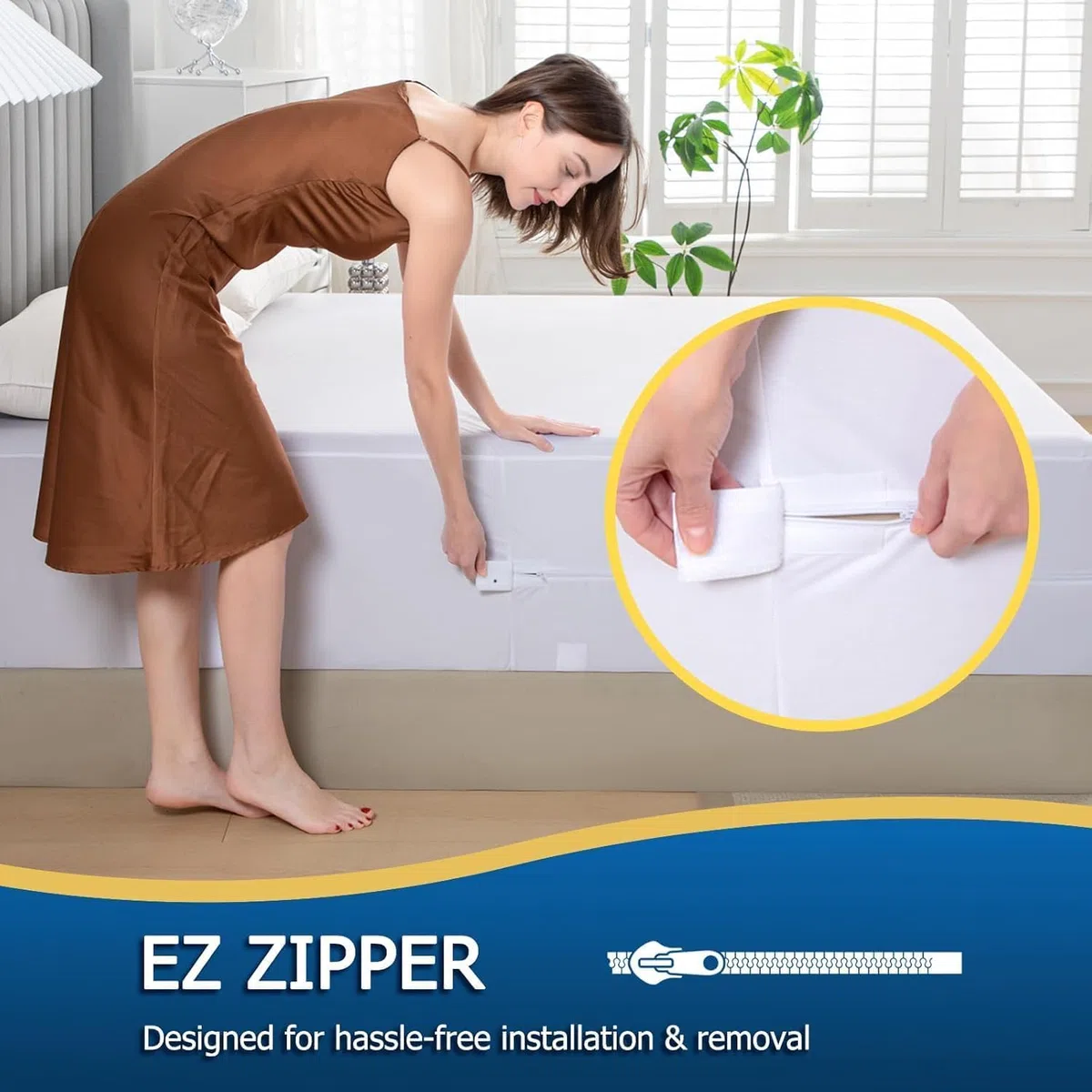 4AS Coprimaterasso impermeabile, a prova di cimici e acari, 30 cm, con cerniera, per letto super king size (bianco, 182 x 200 cm)