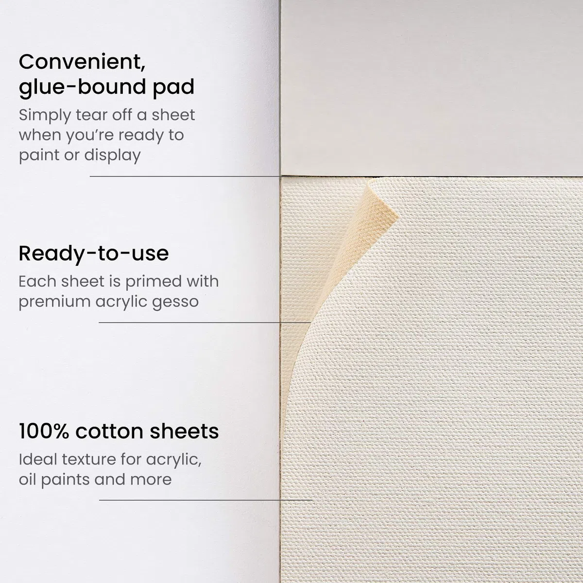 ARTEZA Album con Fogli in Tela per Dipingere 22,9x30,5 centimetri, Set di 2, 100% Cotone, Preparati con Gesso Privo di Acidi e Rilegati a Colla