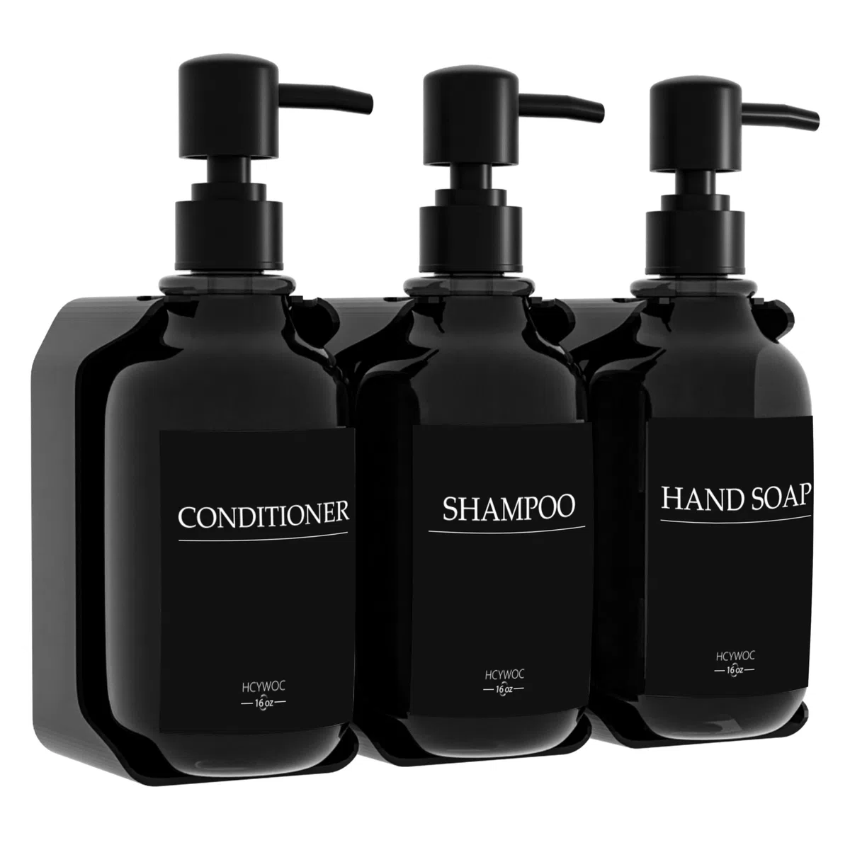 Dispenser per shampoo e balsamo, dispenser di sapone da doccia con 16 etichette impermeabili, dispenser per shampoo per parete doccia, dispenser per doccia a 3 camere senza trapano, 500 ml,