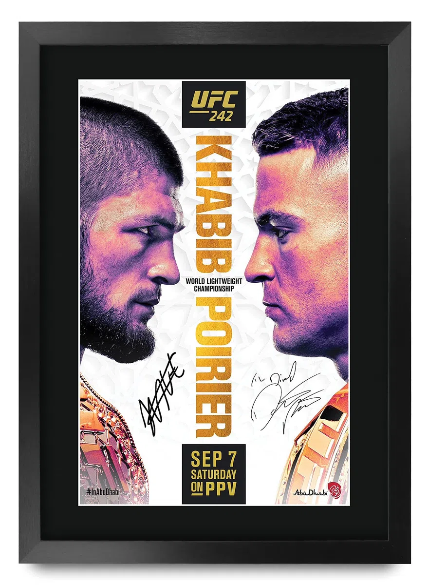 HWC Trading UFC 242 Khabib Nurmagomedov Dustin Poirier, foto con autografo stampato per fan UFC Memorabilia – A3