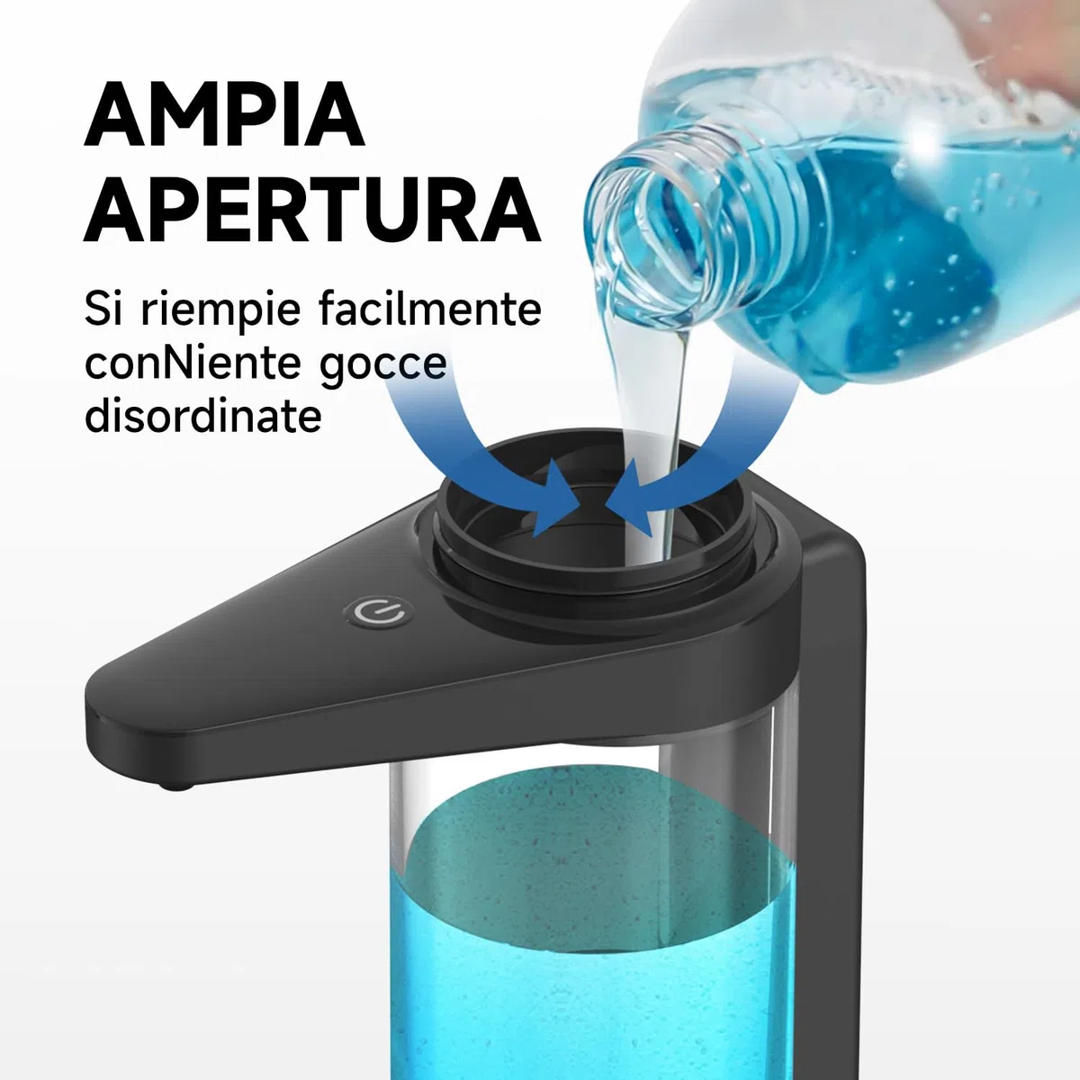 AIKE 500ml Dispenser di Sapone Automatico Ricaricabile, Dispenser di Sapone Liquido per Cucina con Ricarica USB Parete o da Tavolo con Uscita Regolabile