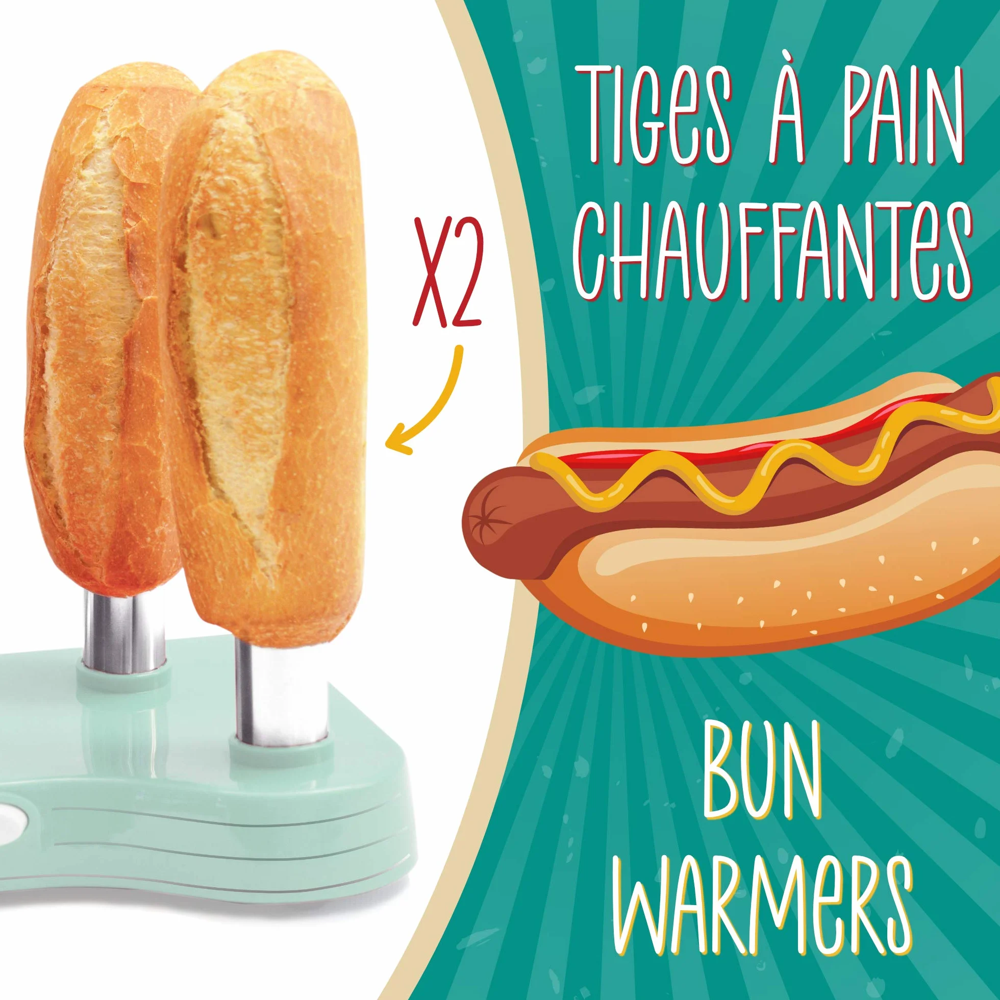 ScrapCooking - Macchina per Hot Dog - Cuoci Wurstel per Creare Veri Hotgog Americani - Capacità 12 Salsicce & 2 Panini, Stile Vintage Vintage per Serate Barbecue Feste Sagre - Verde