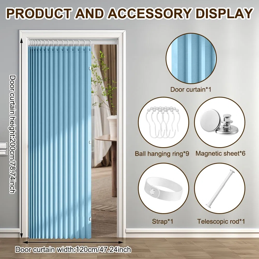 Tenda termica con protezione dal freddo, altezza 200 x larghezza 120 cm, con asta telescopica per camera da letto, soggiorno, 90 – 110 cm