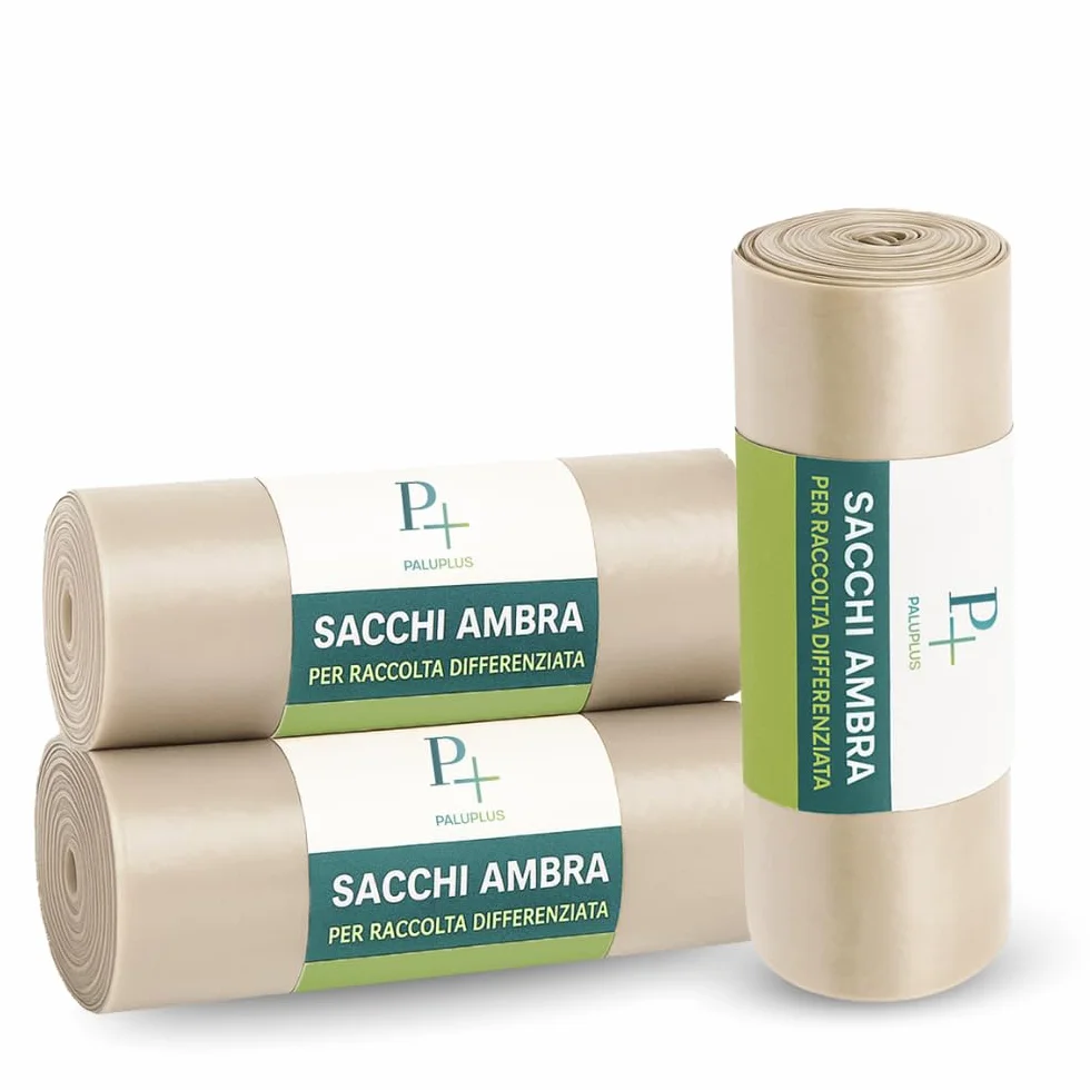 VIRSUS 80 Sacchi Trasparenti per Spazzatura Resistenti Ambra 90X120 Rotoli 120 Litri