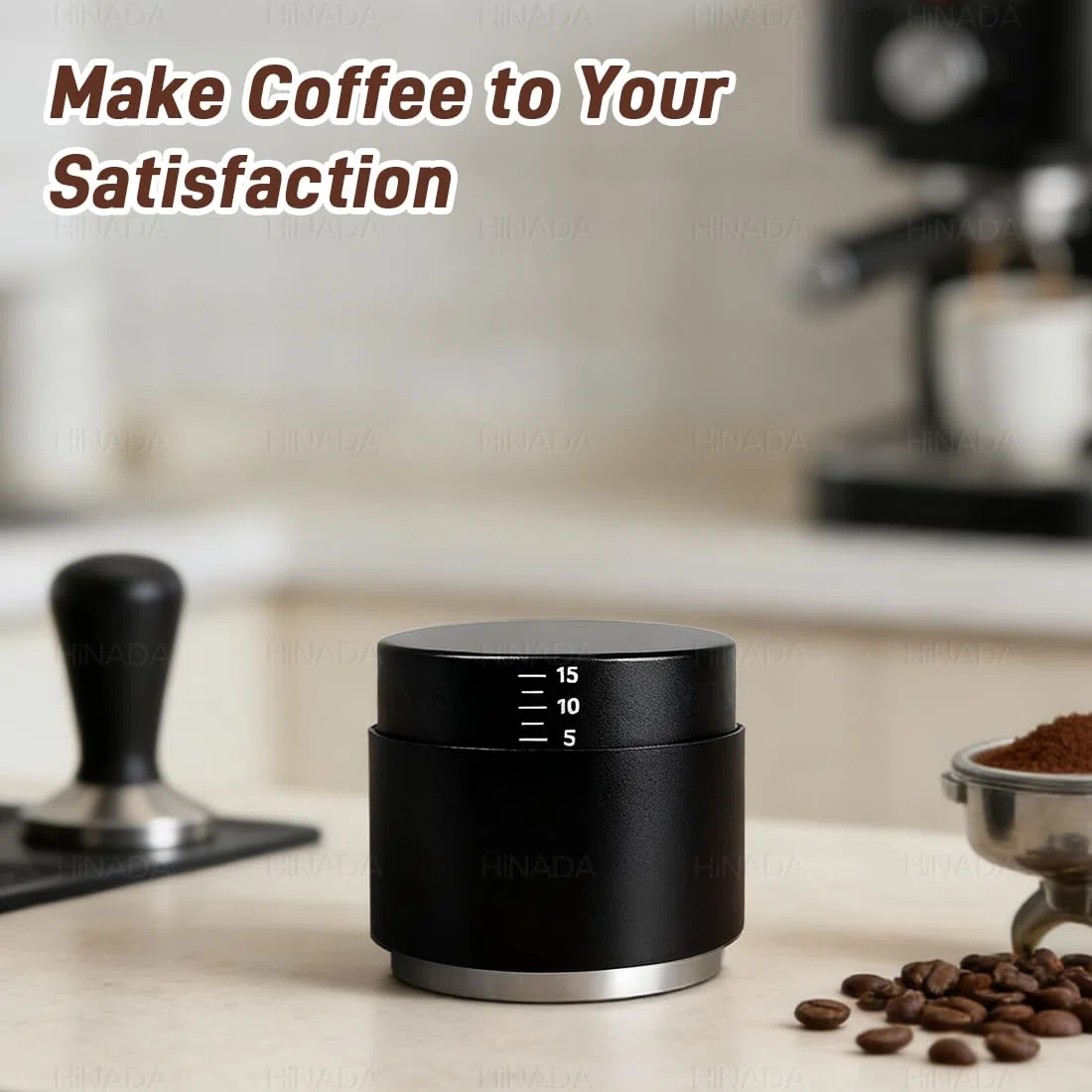 Pressa Caffe 51mm, 3-in-1 Coffee Distributor and Tamper with WDT Tool, Pressino per Caffe con Profondità Regolabile e Molla Calibrata, adatto a portafiltri (51mm)