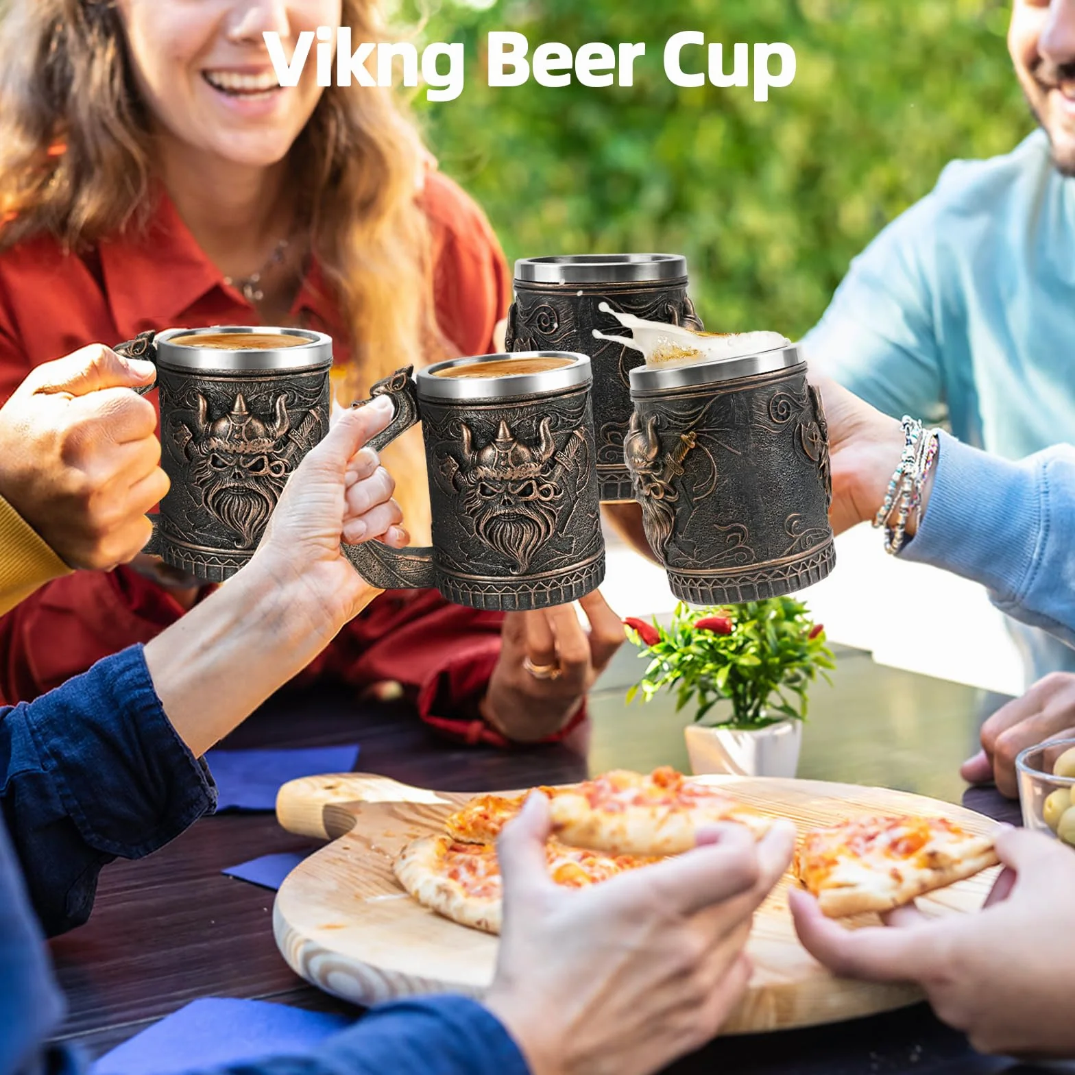 Nave vichinga Drakkar Boccale da birra in acciaio inox, tazza vichinga, boccale da birra vichinga, regali vichinghi per uomini, adatto per la regali per la festa del papà, Oktoberfest (Stile 2)
