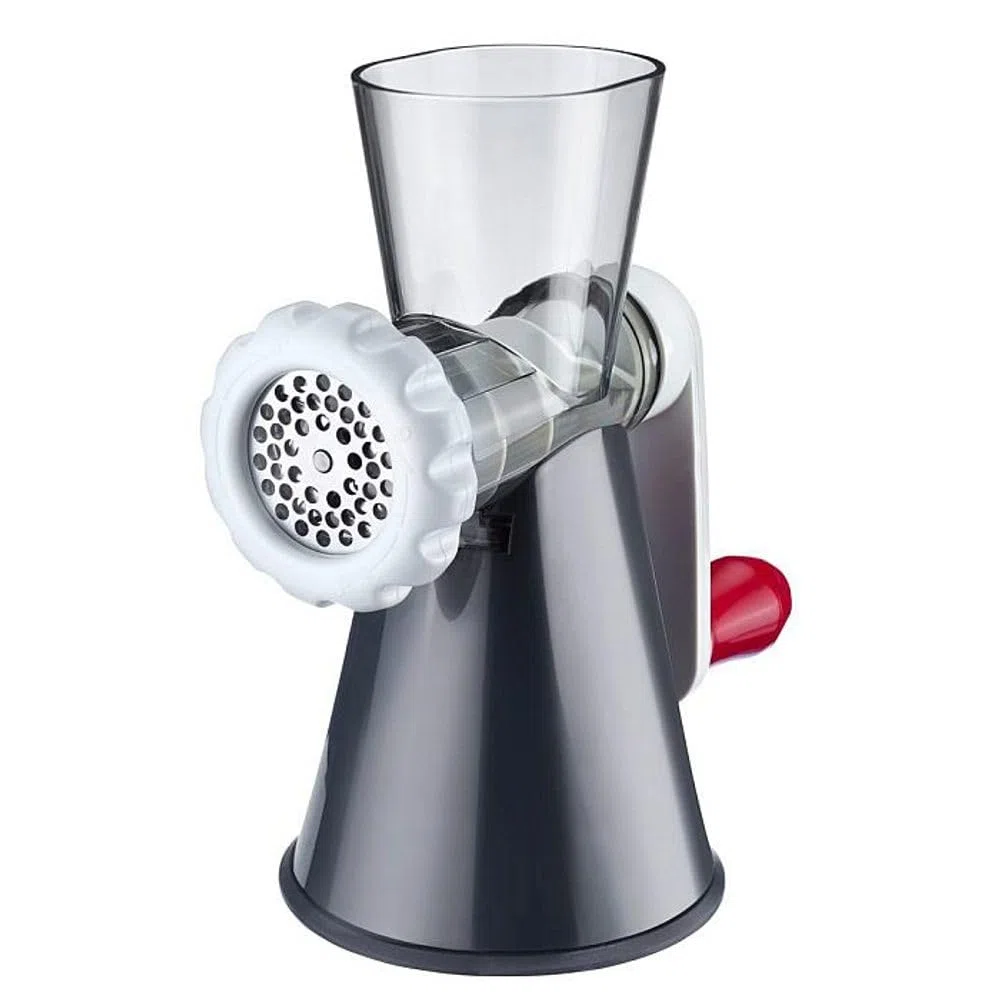Westmark Tritacarne con 2 dischi perforati e inserto per impasto, Base a ventosa, Plastica/Acciaio inox, Frecher Fritz, Bianco/Grigio scuro/Rosso, 97042260