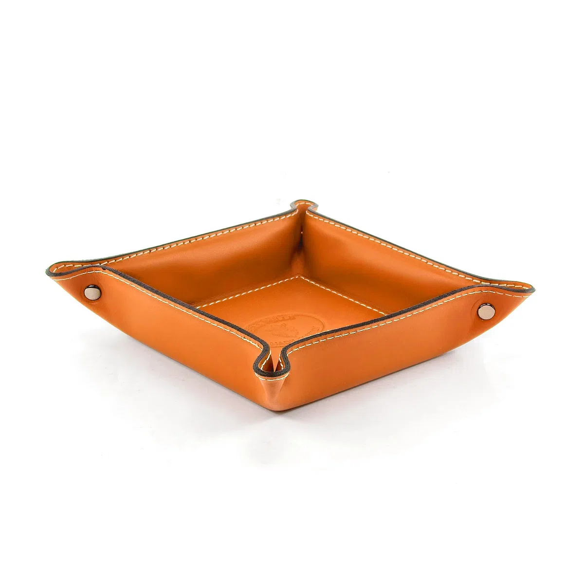 Belcraft Orvieto Svuotatasche in Pelle, Realizzato a Mano da Artigiani Toscani, Porta Oggetti, Rosso Mattone (19x19 cm)