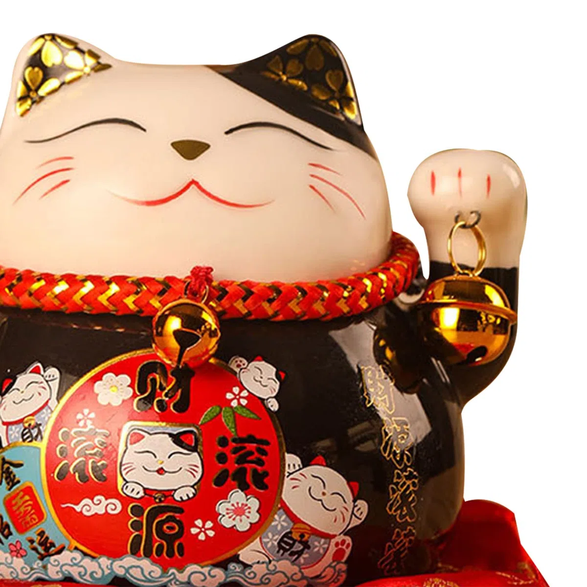 Jenngaoo Gatto fortunato, 4,5 pollici in ceramica Lucky Cat Waving Cat Figurine Buona fortuna ricchezza Welcoming Cats(Nero)