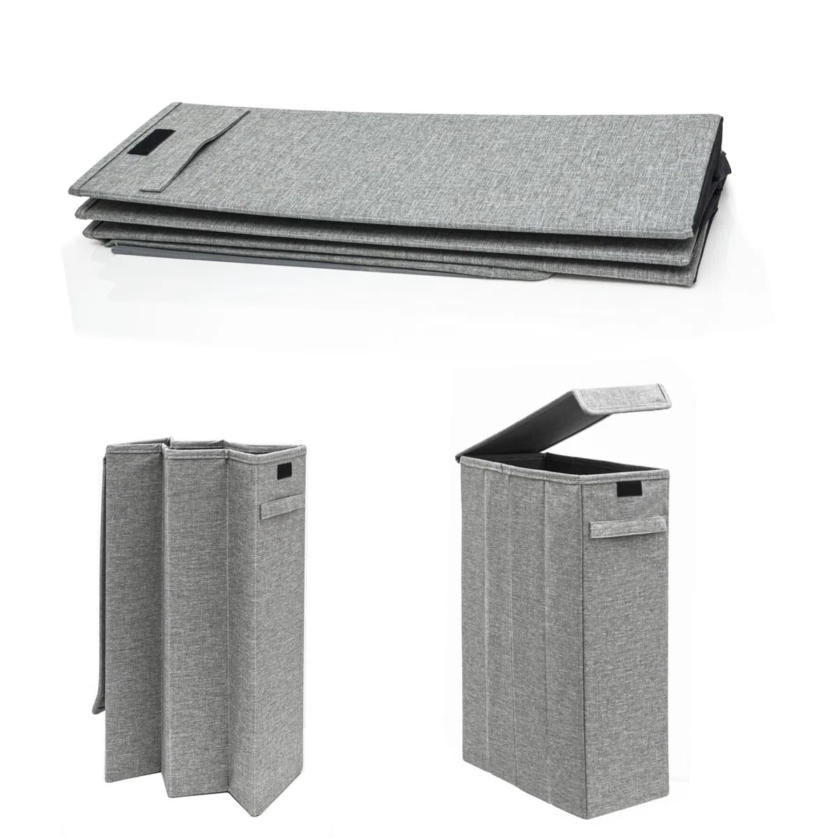 DuneDesign 20 cm Stretto: Cesta Portabiancheria con Coperchio - 20x40x60 Contenitore Alto e Stretto - 50L Cestino Portabiancheria Salvaspazio - Cesta Panni Sporchi - Porta Biancheria Sporca per Bagno
