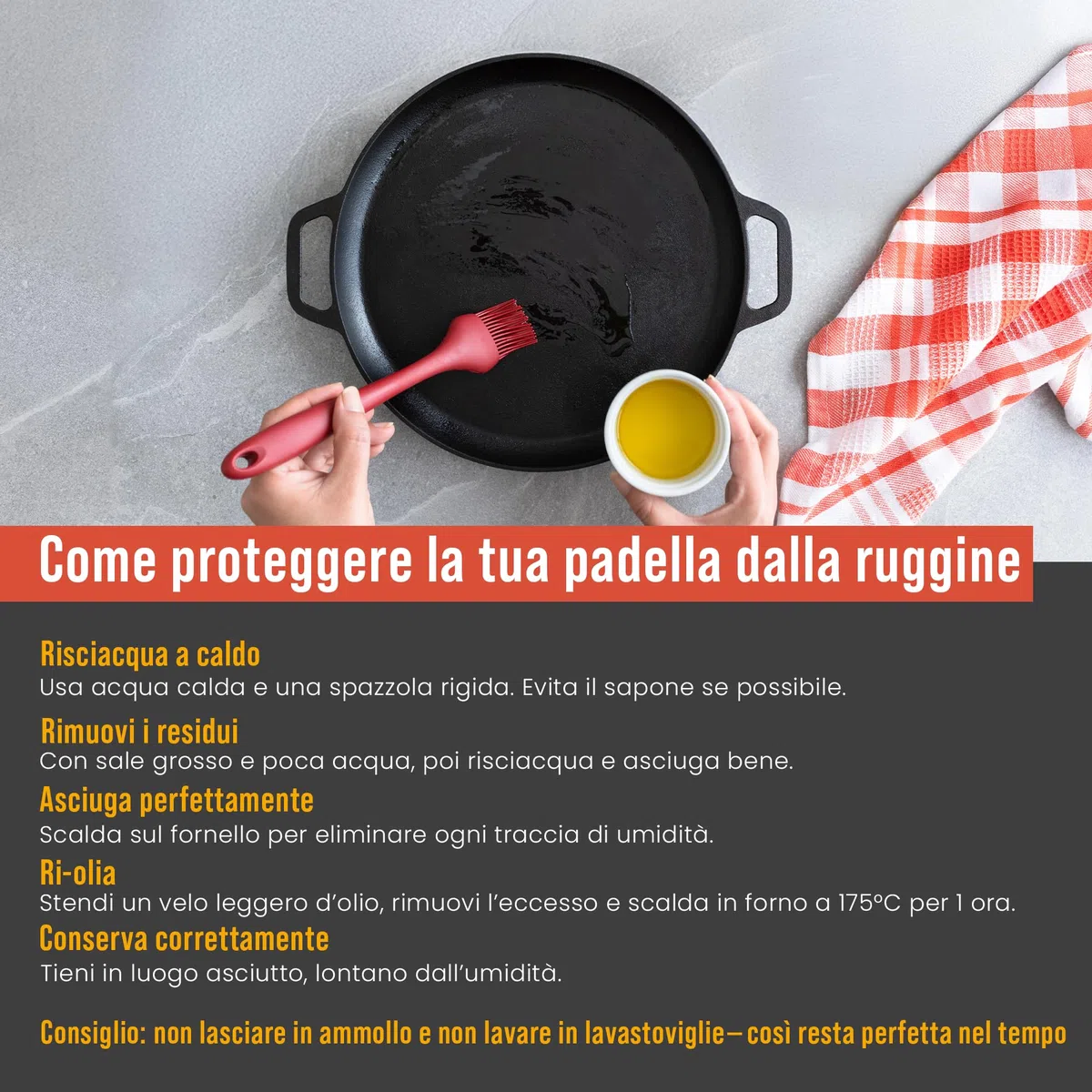 Chef Pomodoro Teglia per Pizza Rotonda in Ghisa Antiaderente da, Teglia Pizza Rotonda con Maniglie, Resiste ad Alte Temperature, Padella Pizza Adatta a Forni, Barbecue, Falò (30 cm)
