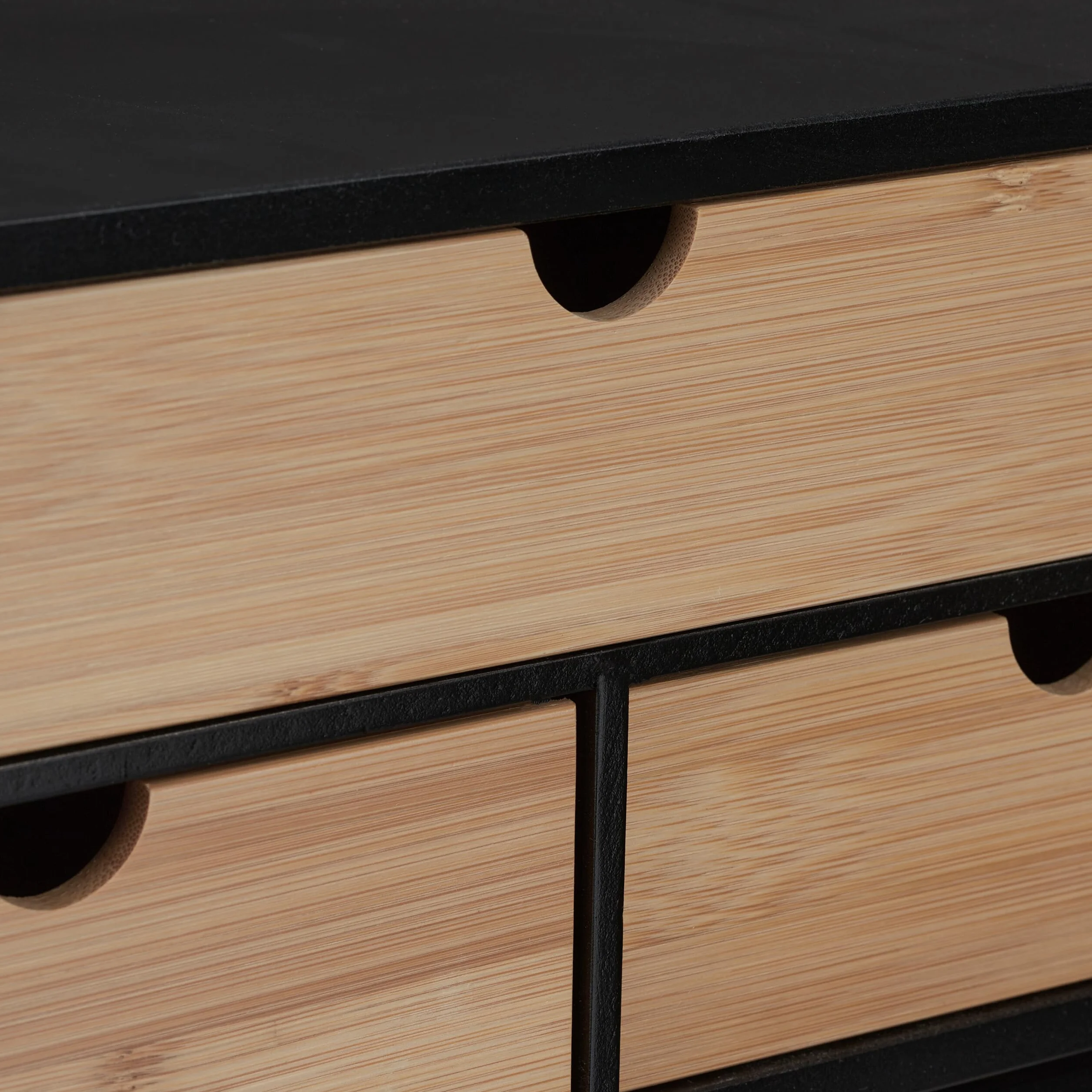 Relaxdays Organizer da Scrivania con 3 Cassetti in bambù e MDF, Cassettiera da Ufficio, HLP 13,5x33x21 cm, Naturale Nero