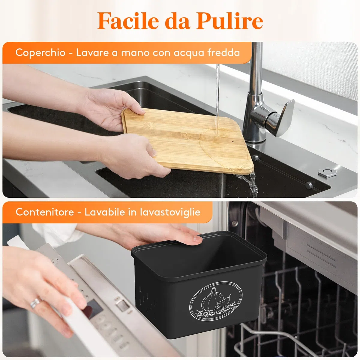 Lifewit Porta Patate, Grandi Porta Cipolla con Coperchio e Fori di Ventilazione, Contenitori Cucina Impilabili in Plastica, 24 cm(H), Nero, 3 Pezzo