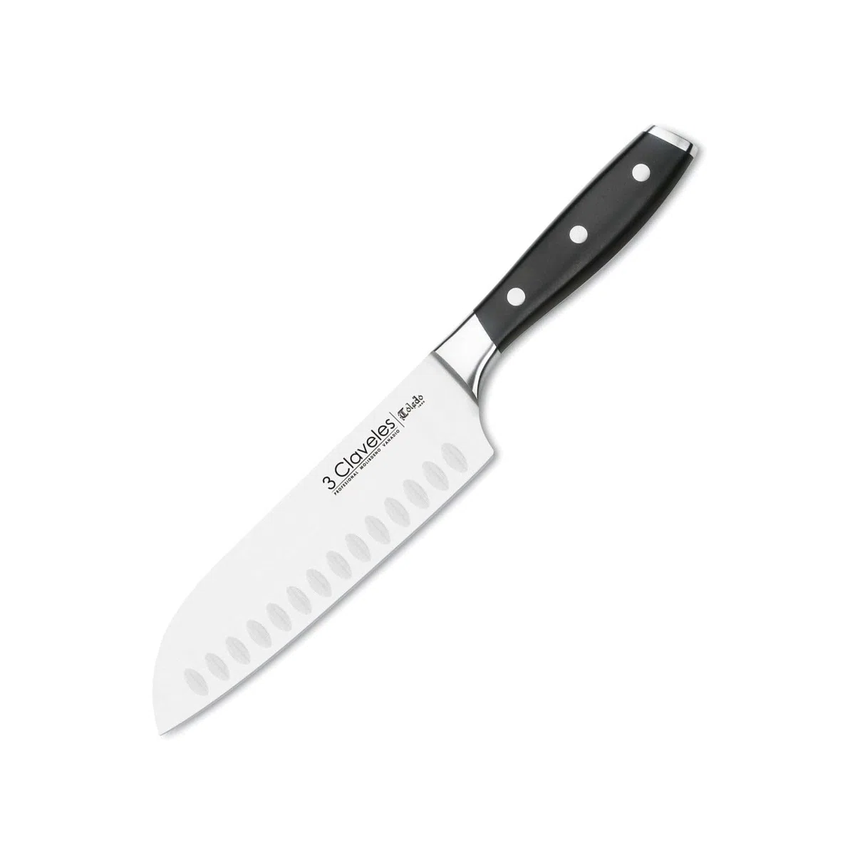 3 Claveles - Coltello Giapponese Santoku da Cucina | Coltelli da Cucina Professionali Multiuso. Coltello Santoku Coltello Carne Pesce Verdure. Affilato e per Cucina Professionale (18cm - 7”)
