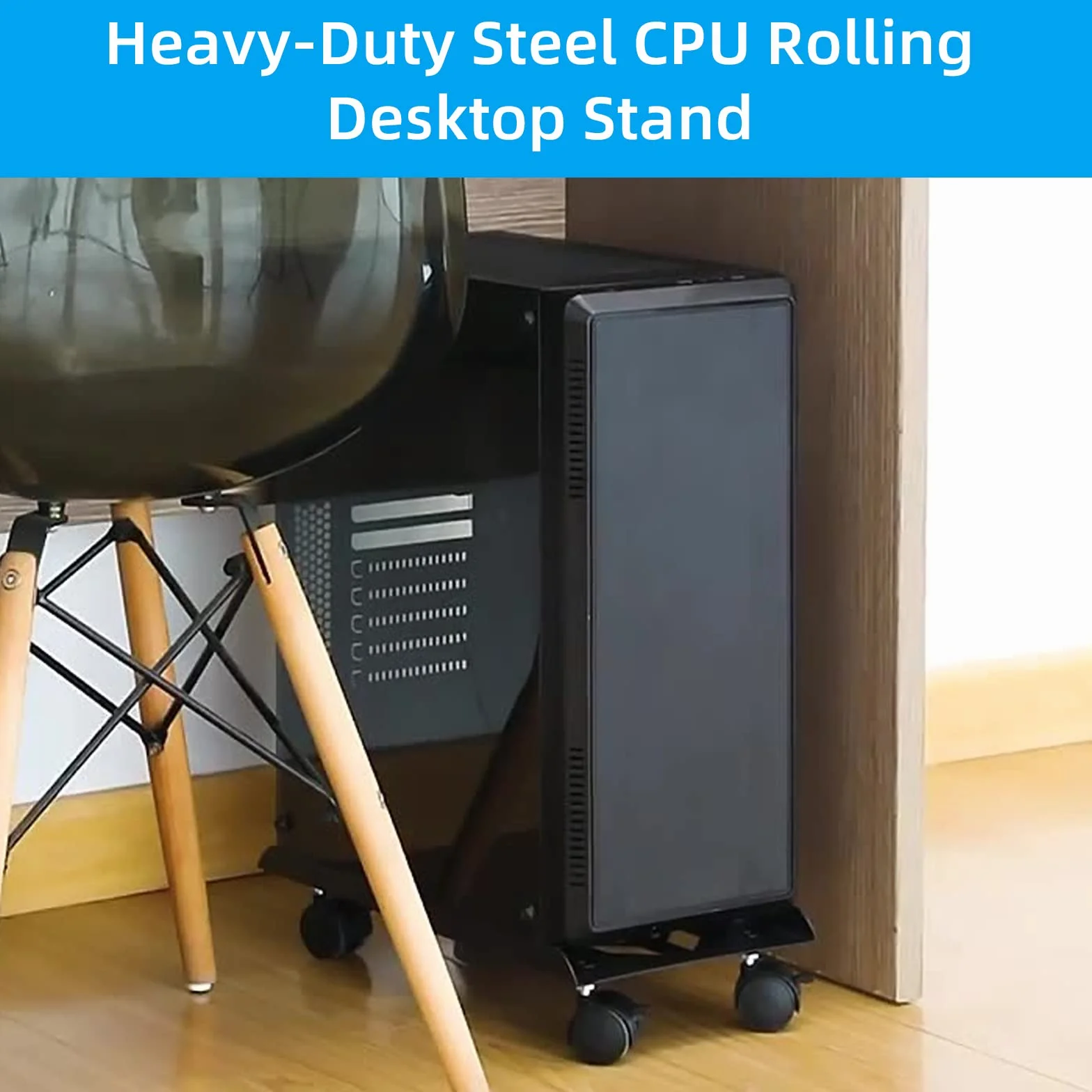 JoliJour Supporto per CPU Regolabile per Sotto la Scrivania con 4 Ruote Girevoli per la Maggior parte Delle Case per PC da Gioco